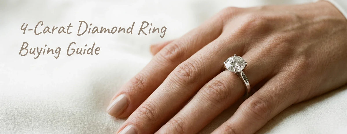 Round diamond solitaire engagement ring worn on a hand.