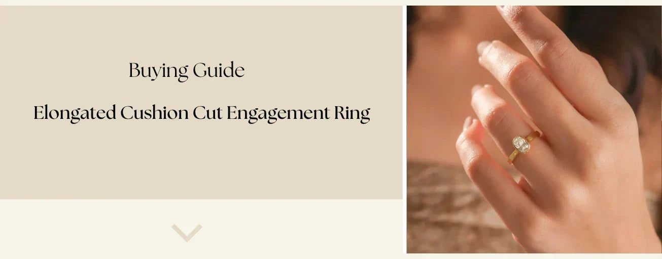 Elongated cushion cut engagement ring