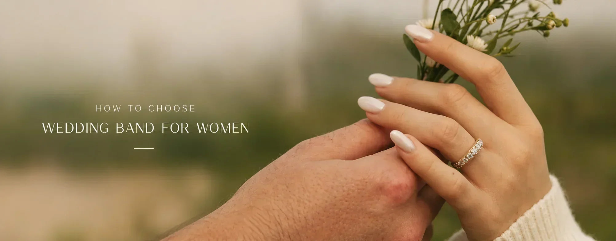 How to choose a wedding band for women – woman wearing a diamond wedding ring