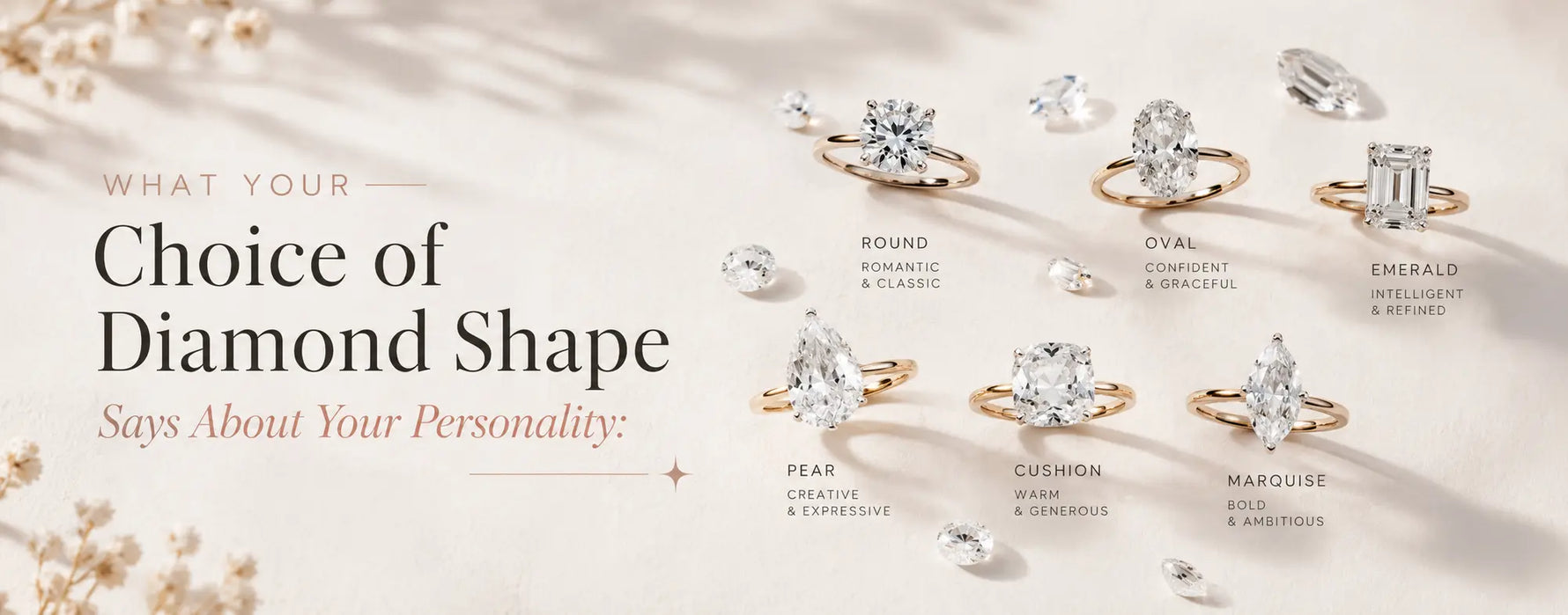 What does your diamond shape say about you? Explore the unique personality traits linked to round, oval, pear, cushion, emerald, and marquise diamonds to find the shape that reflects your style.