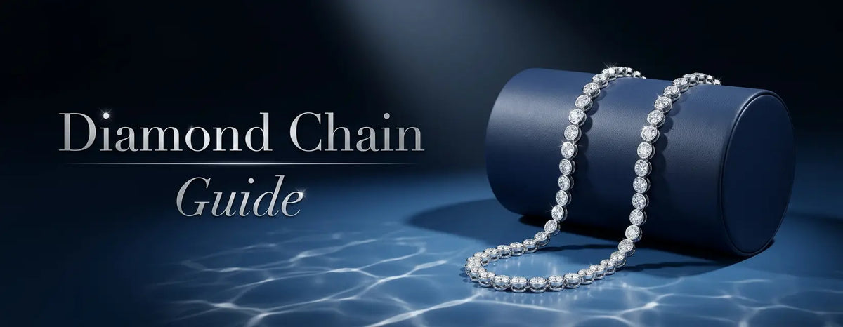 a diamond tennis chain placed on blue drum pillow