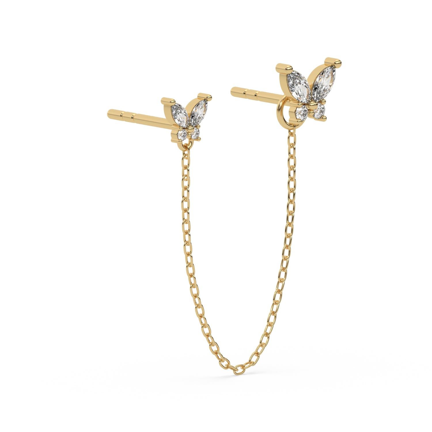 0.33 CT Lab Diamond Butterfly Chain Earrings