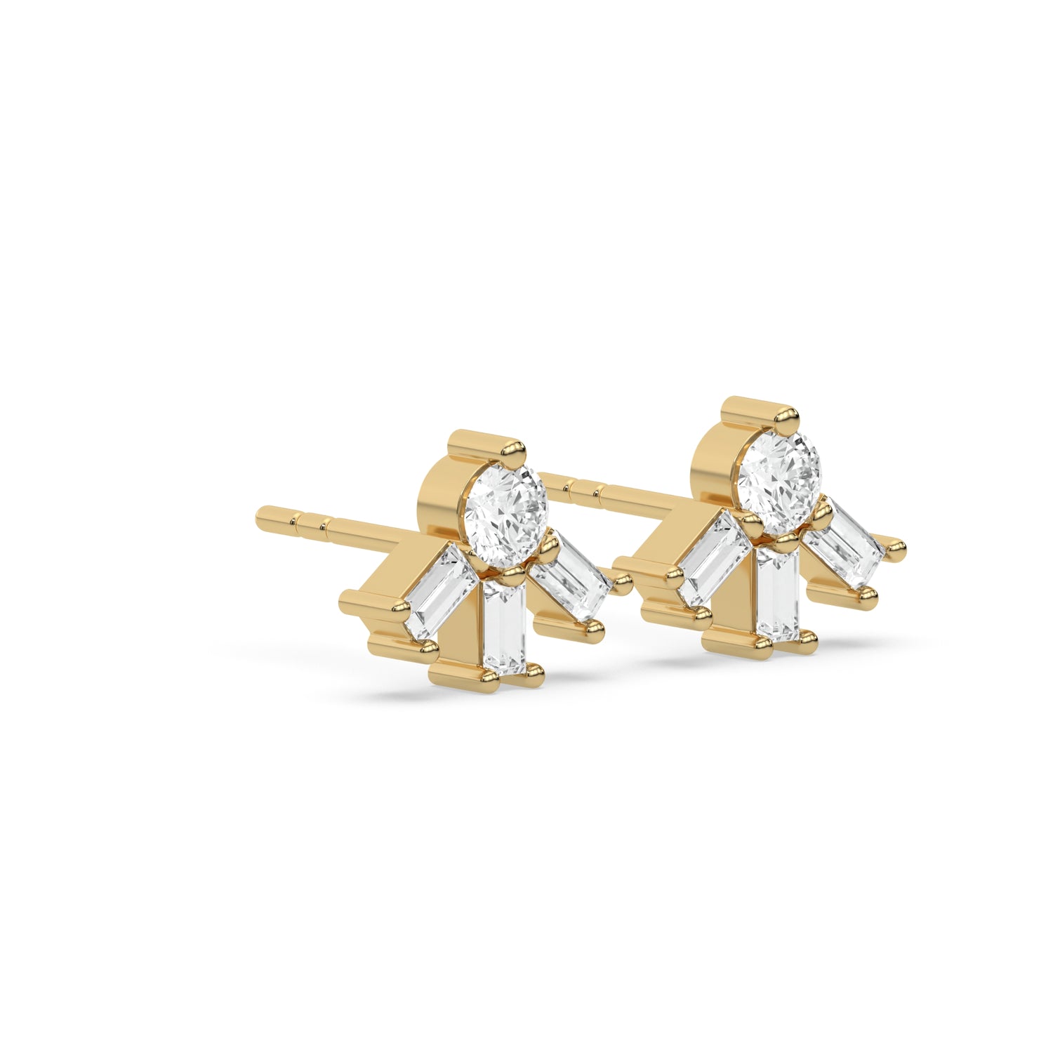 0.25 CT Natural Diamond Celestial Stud Earrings