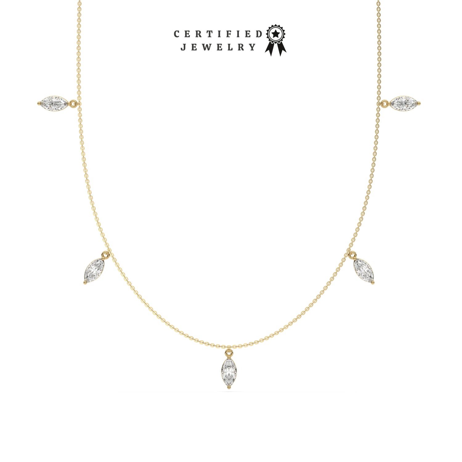 3 CT Five Lab Diamond Marquise Dangling Necklace