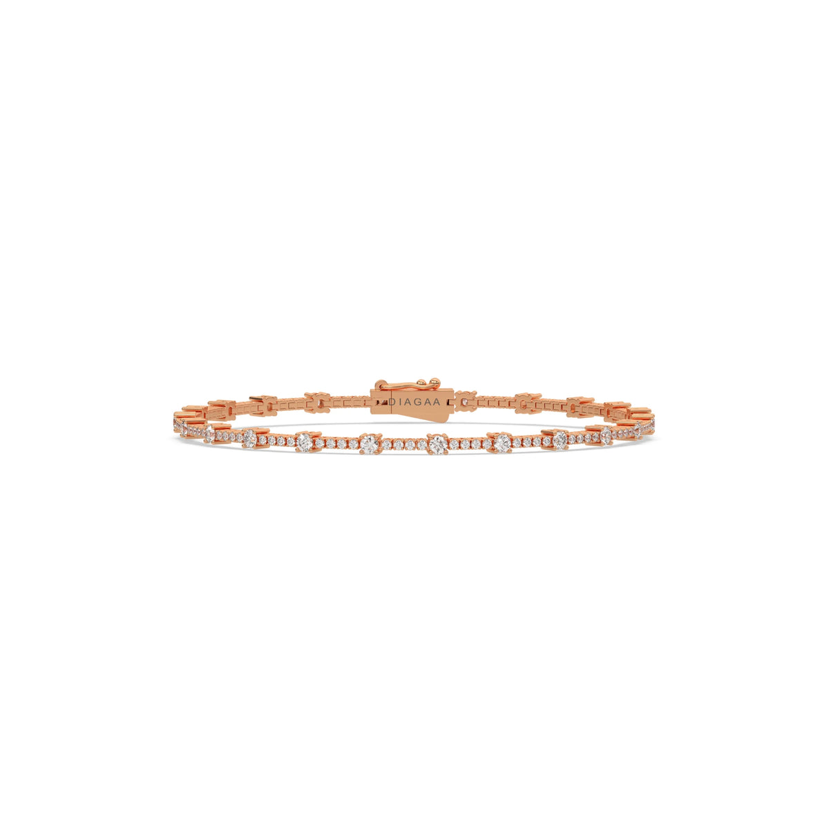 18K Rose Gold Round Diamond Tennis Bracelet