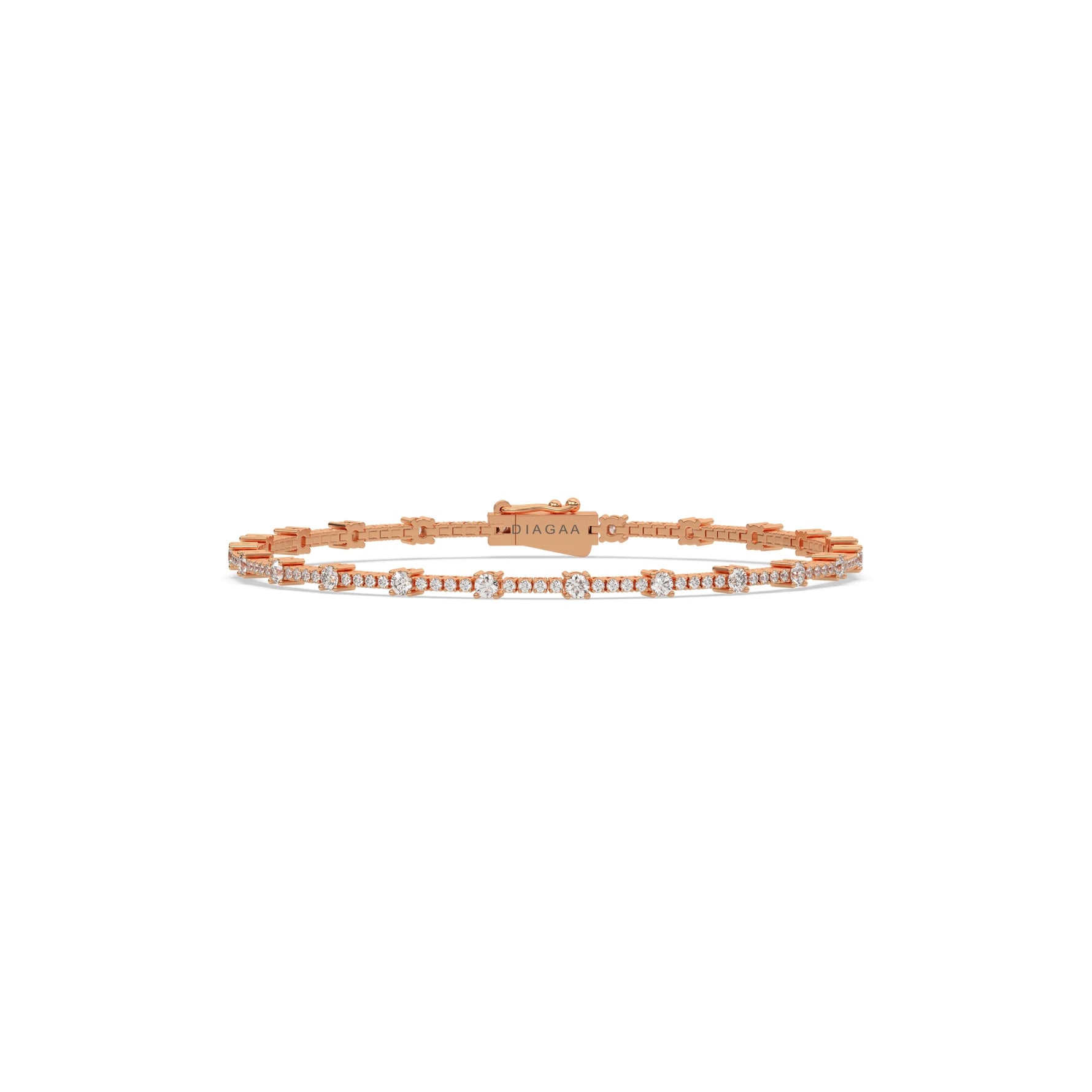 18K Rose Gold Round Diamond Tennis Bracelet