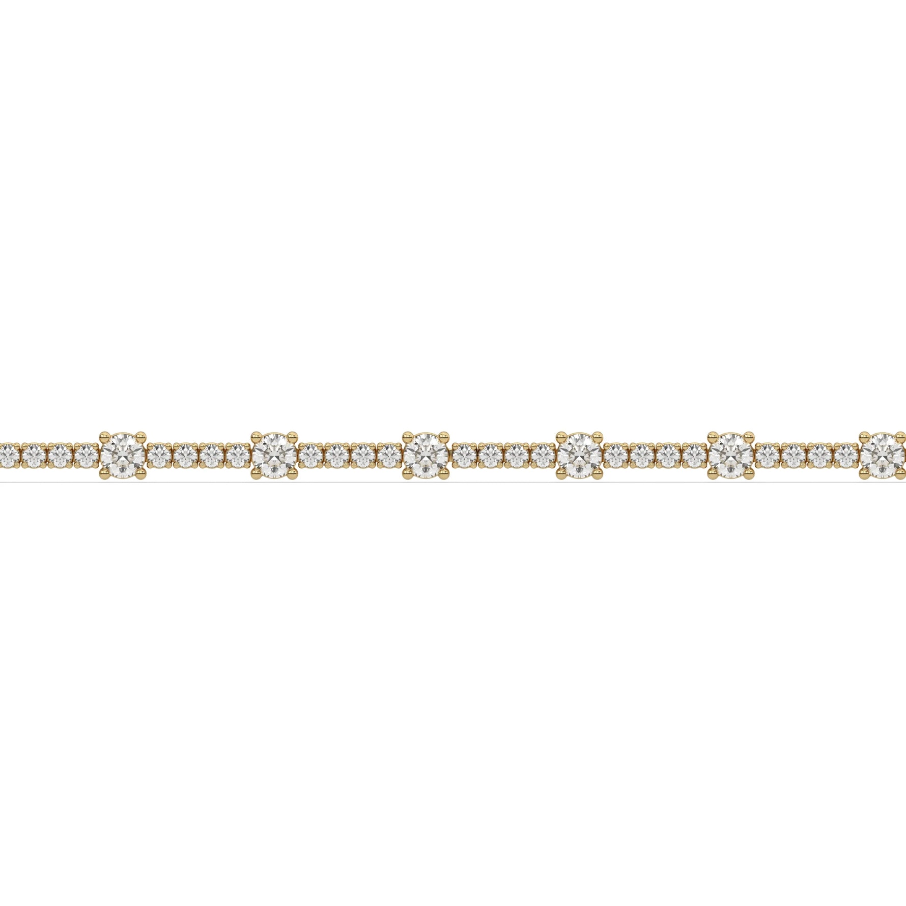 18K Yellow Gold Round Diamond Tennis Bracelet