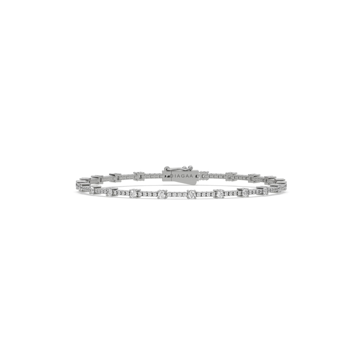 14K White Gold Round Diamond Tennis Bracelet