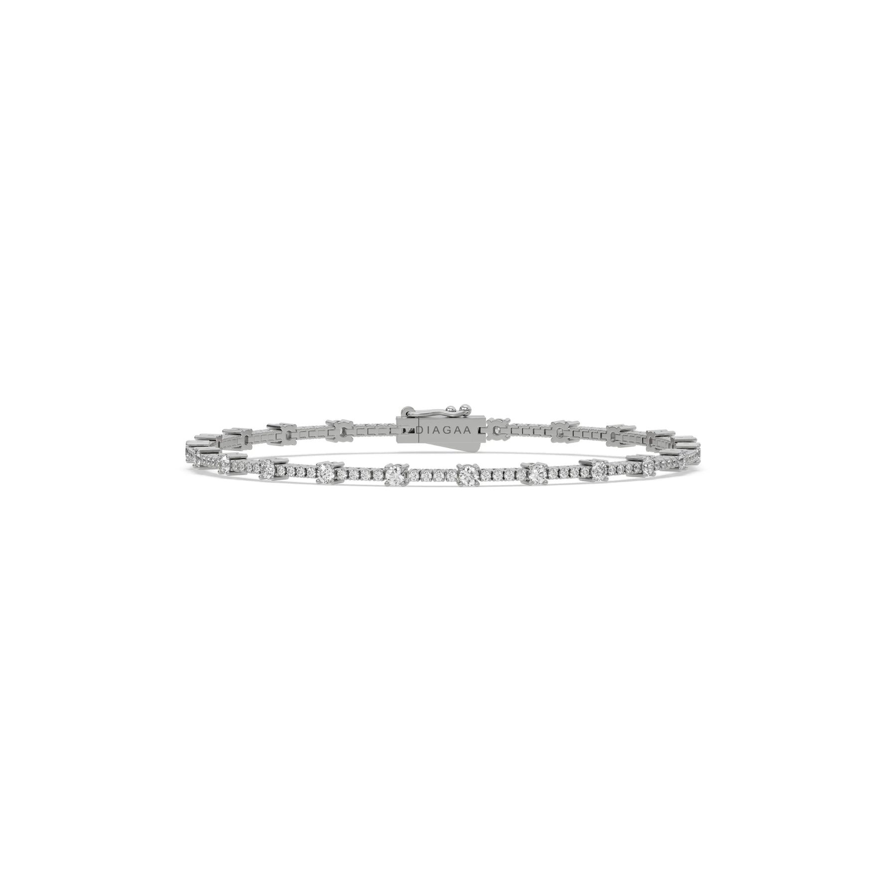 14K White Gold Round Diamond Tennis Bracelet