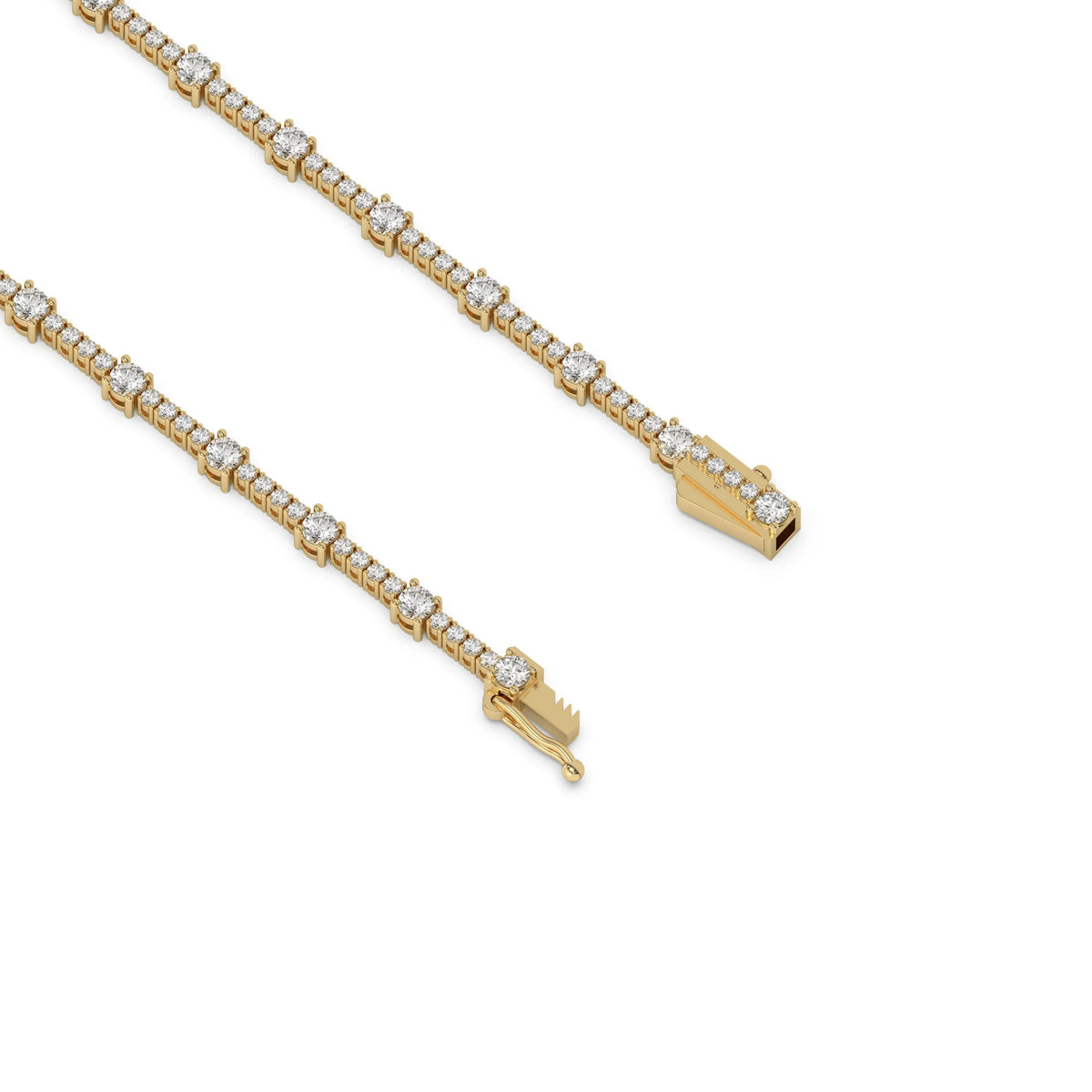 14K Yellow Gold Round Diamond Tennis Bracelet