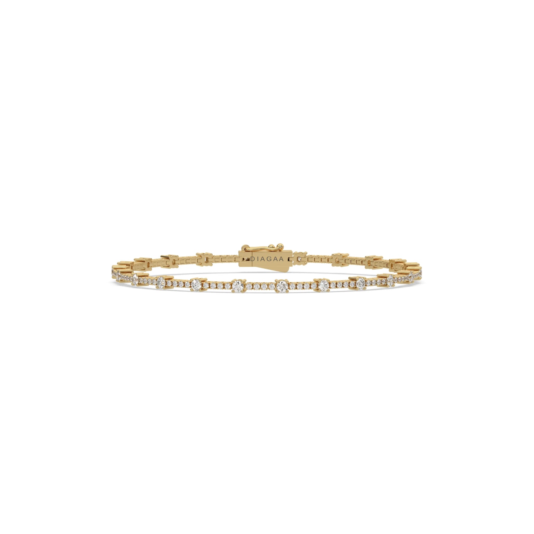 18K Yellow Gold Round Diamond Tennis Bracelet