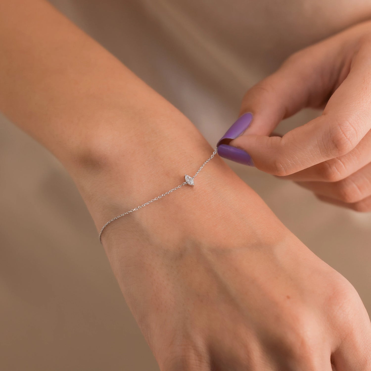 Marquise Solitaire Diamond Bracelet 