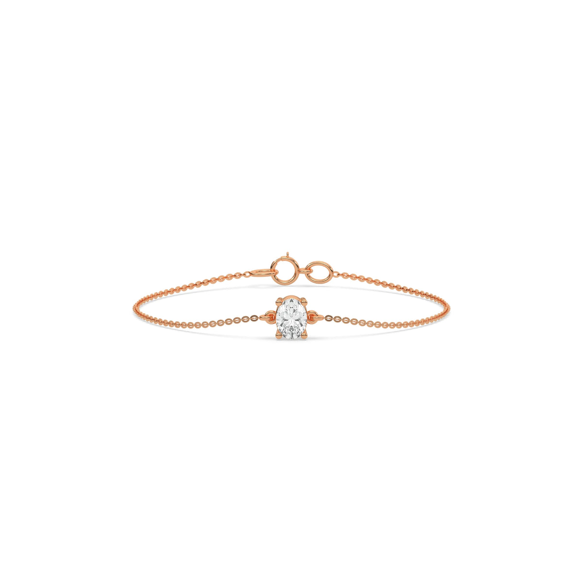14K Rose Gold Oval Solitaire Diamond Bracelet