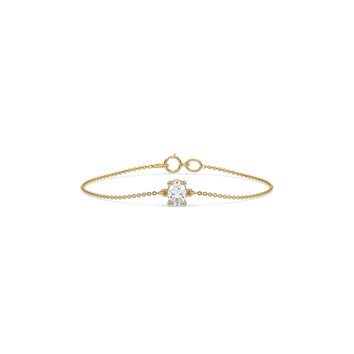 14K Yellow Gold Oval Solitaire Diamond Bracelet
