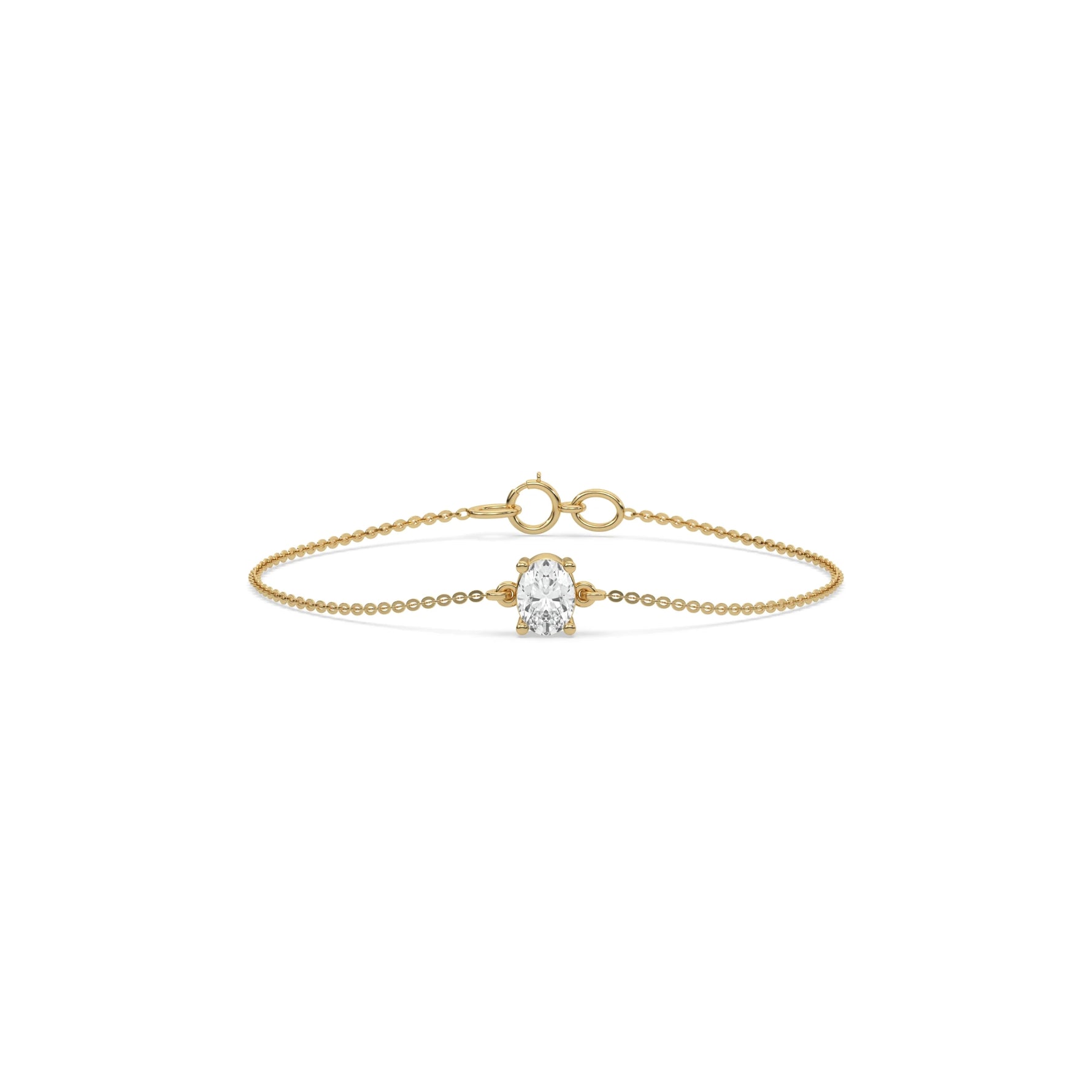 14K Yellow Gold Oval Solitaire Diamond Bracelet