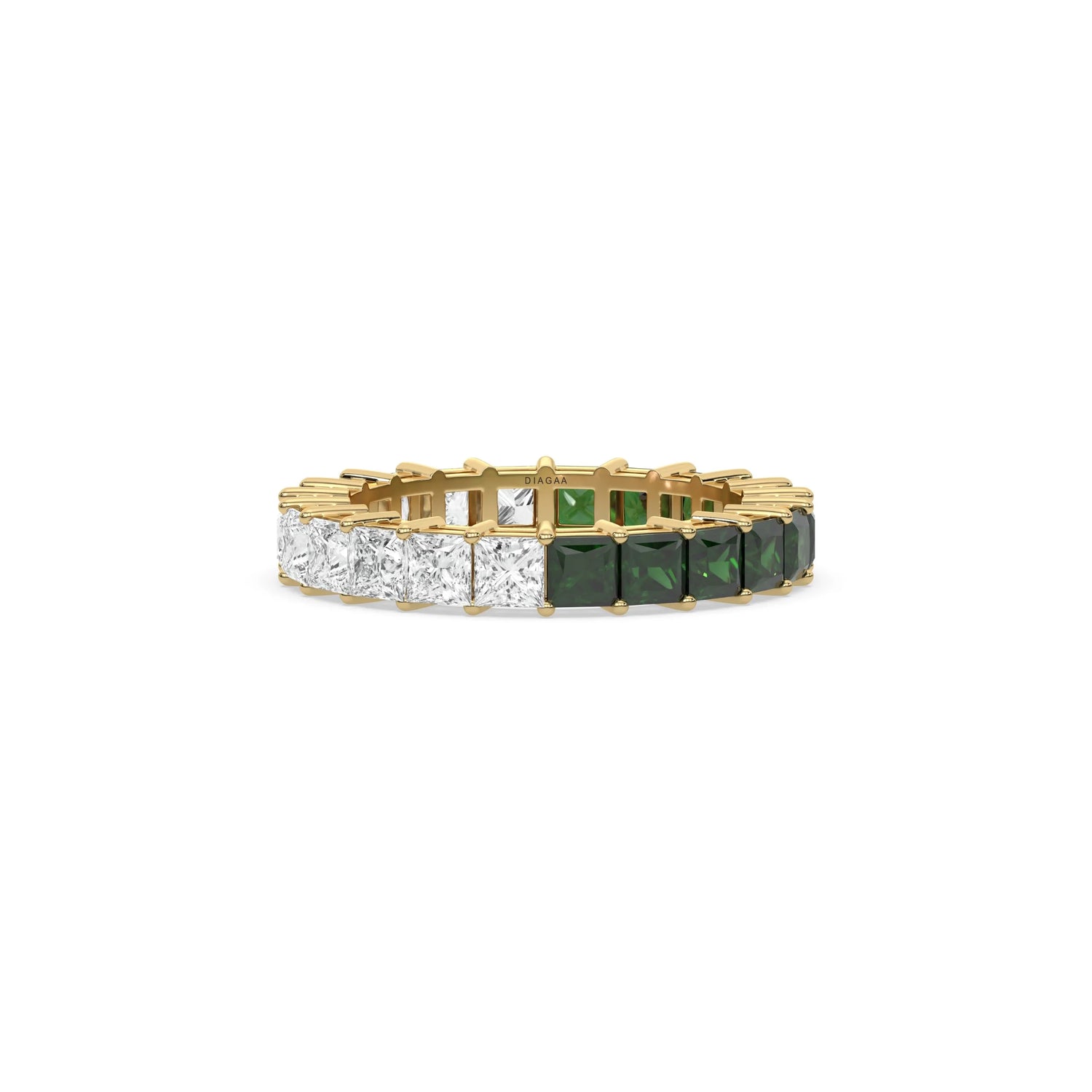 5.60 CT Princess Half Lab Diamond and Half Lab Emerald Full Eternity Ring