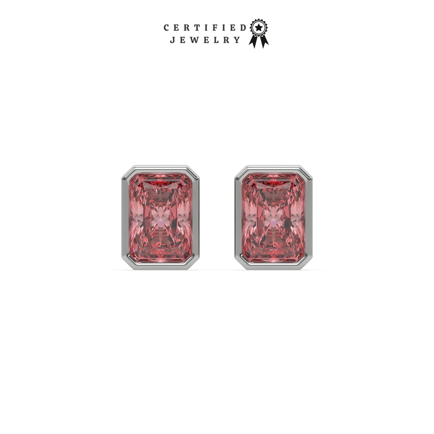 6 CT Fancy Pink Diamond Radiant Cut Earrings