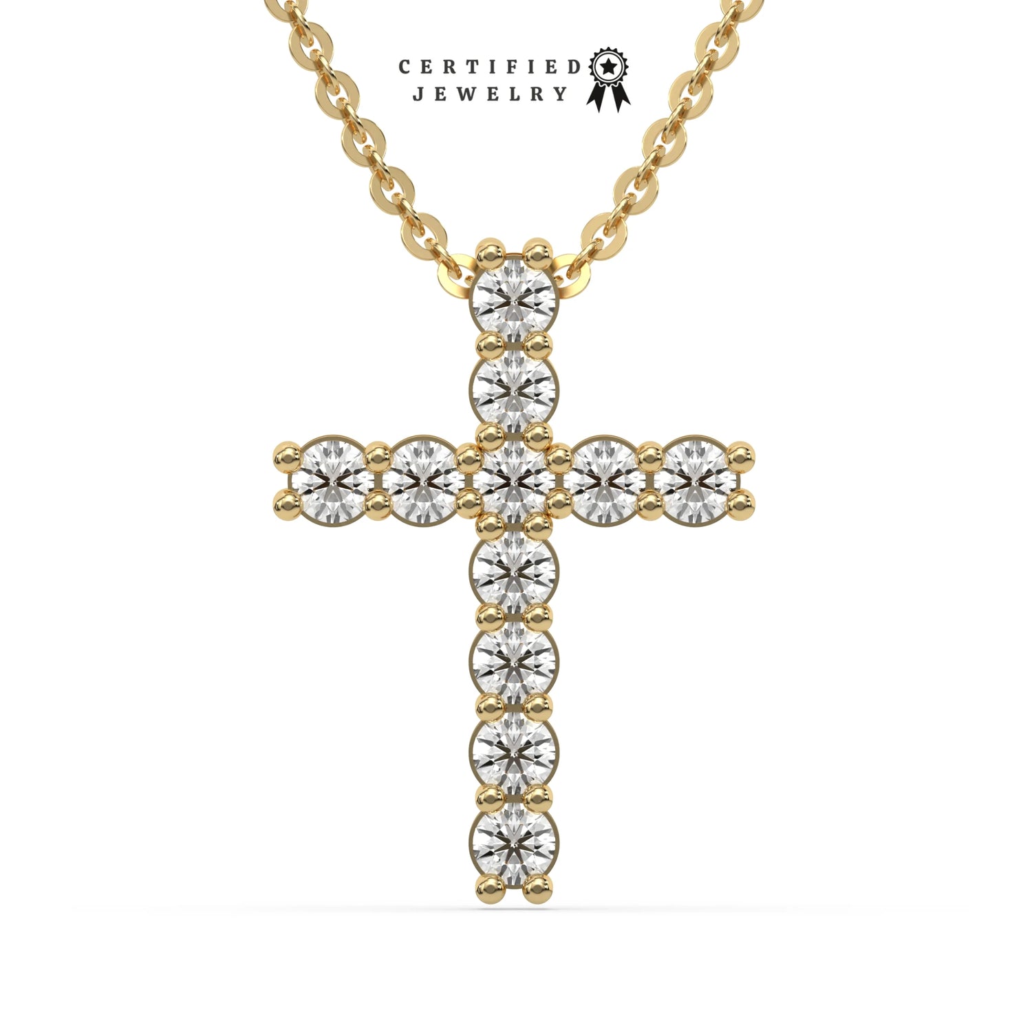 0.38 CT Men Lab Diamond Round Cross Pendant