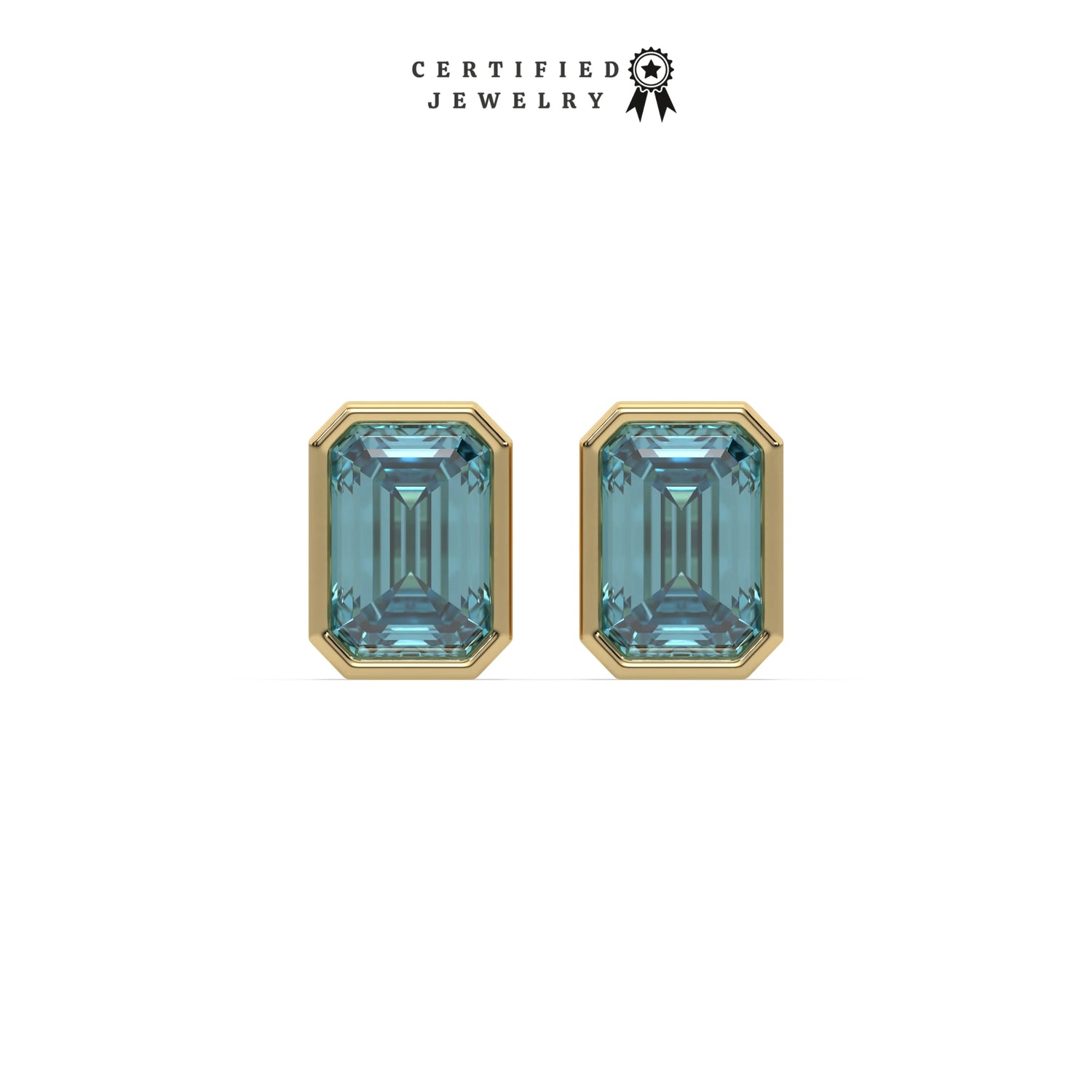 6 CT Fancy Blue Diamond Emerald Solitaire Earrings