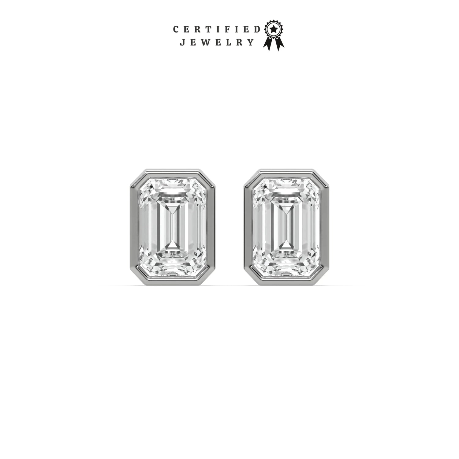 2 CT Classic Lab Diamond Emerald Cut Studs Earrings