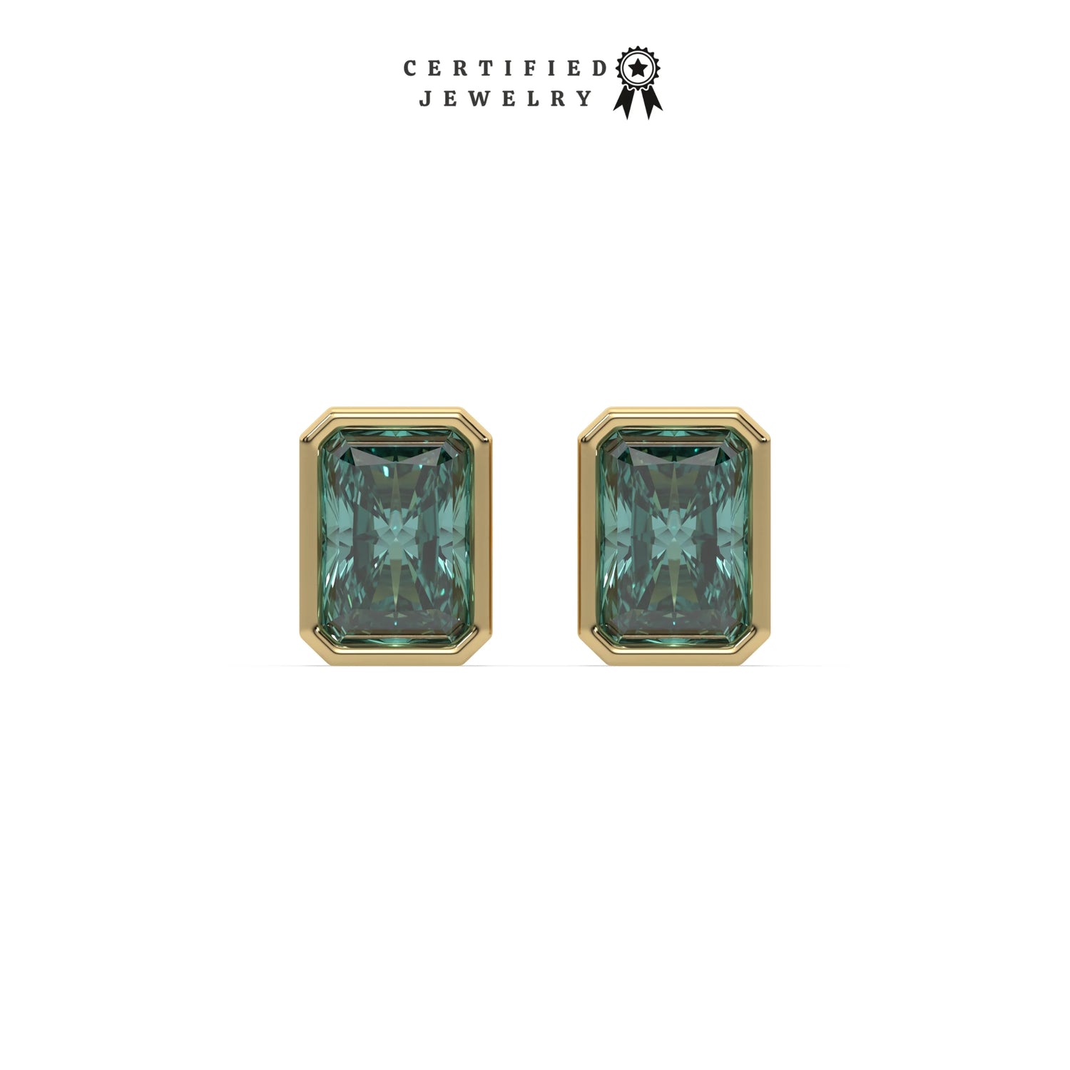 6 CT Fancy Green Diamond Radiant Cut Earrings