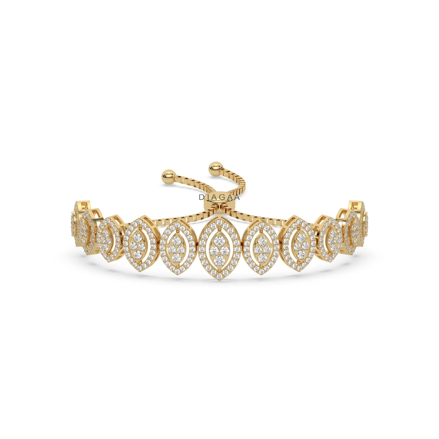 2 CT Marquise Halo Lab Diamond Link Bracelet