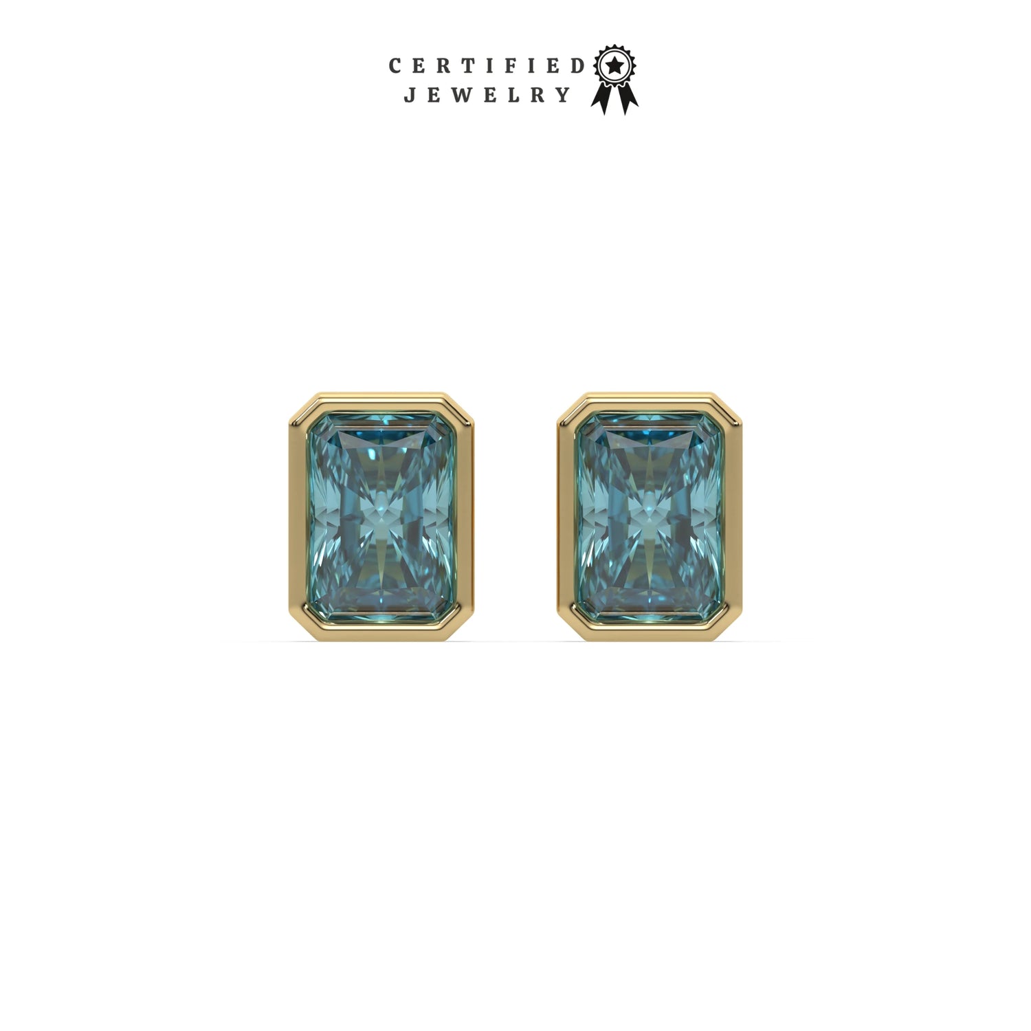 6 CT Fancy Blue Diamond Radiant Cut Earrings