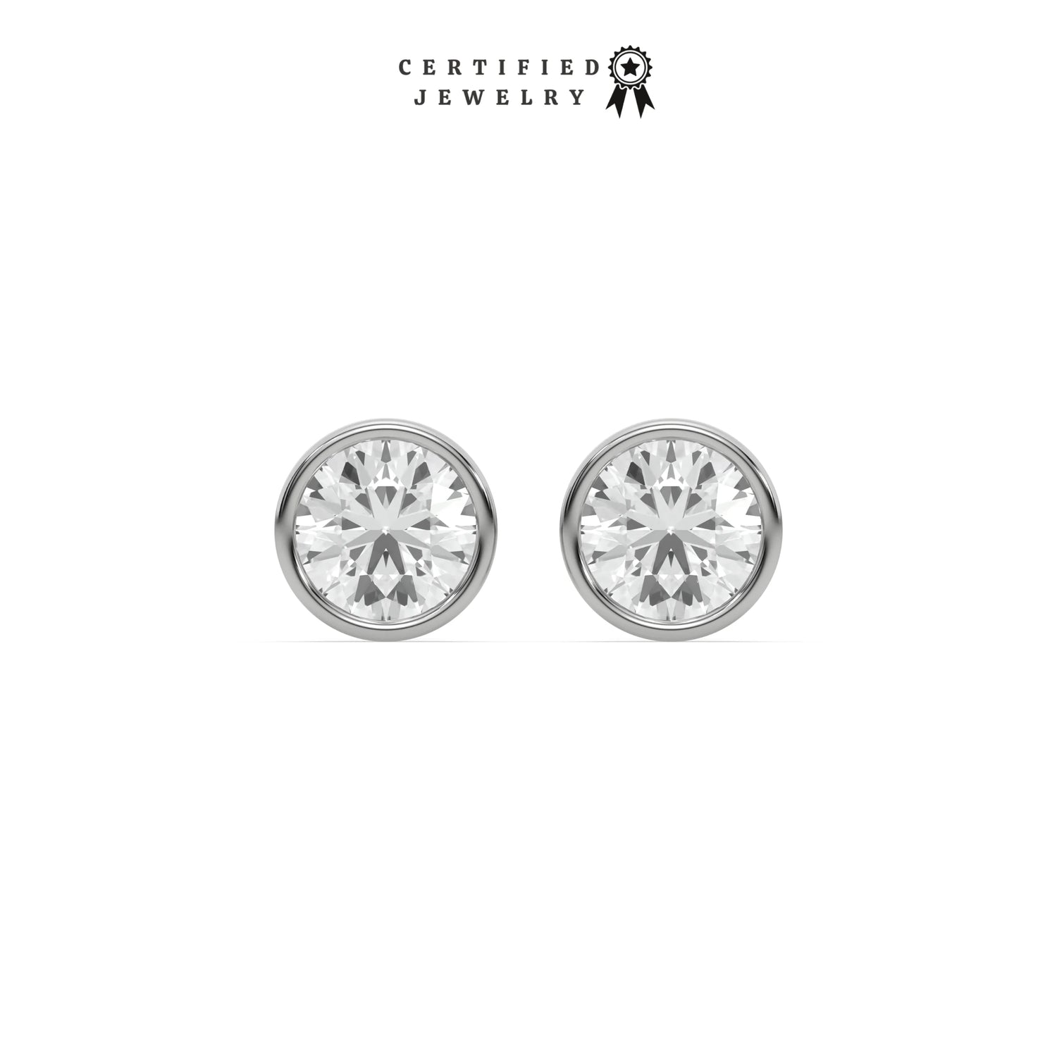 2 CT Natural Diamond Round Cut Solitaire Earrings