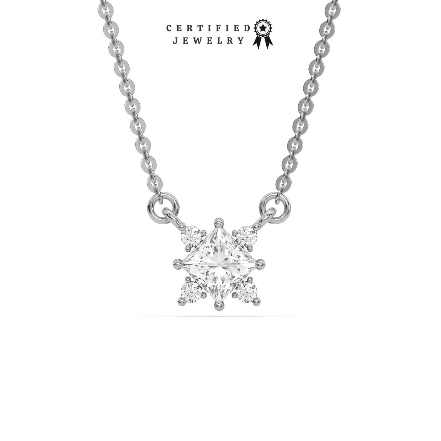 0.50 CT Lab Diamond Princess Cluster Necklace