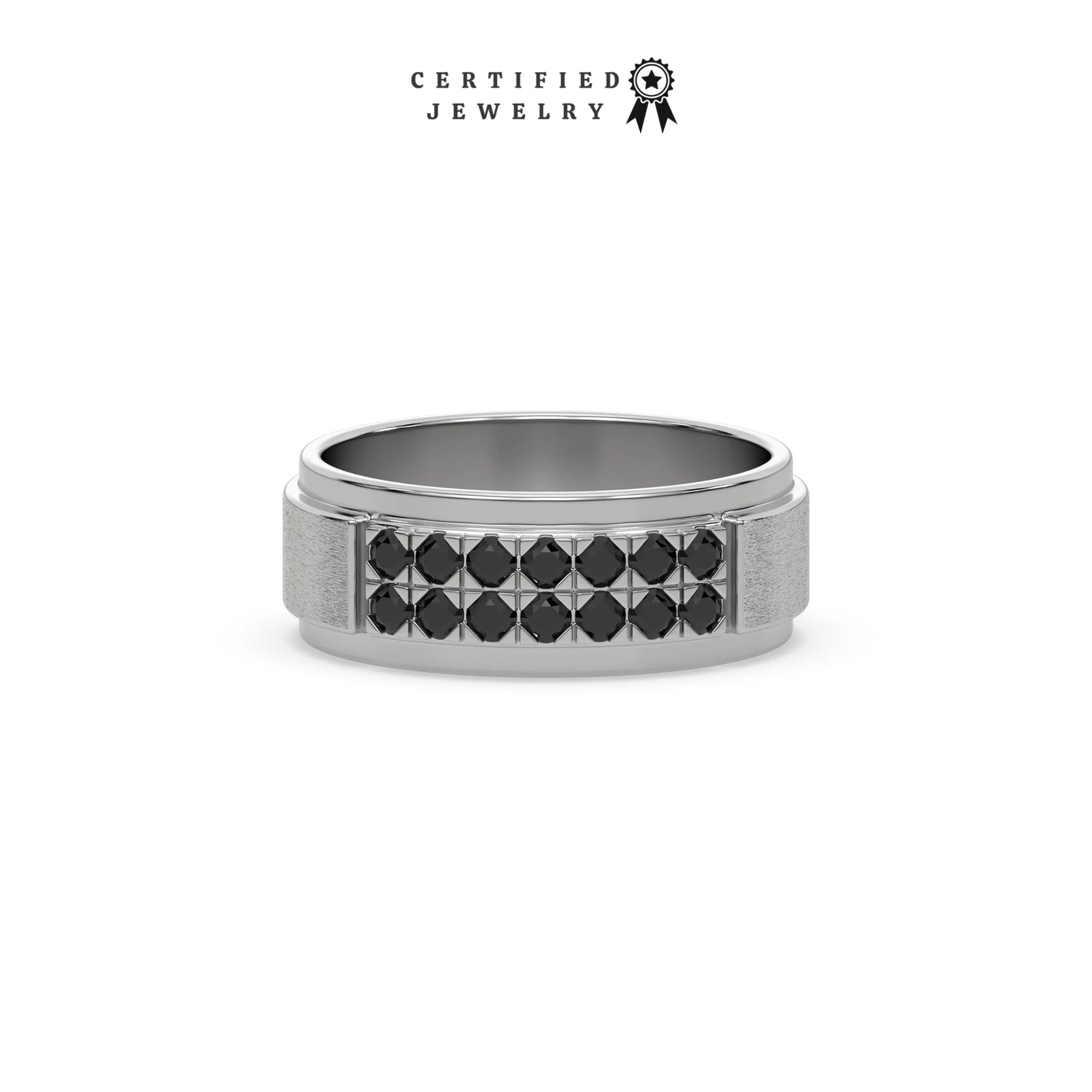 0.63 CT Black Natural Diamond Double Row Band