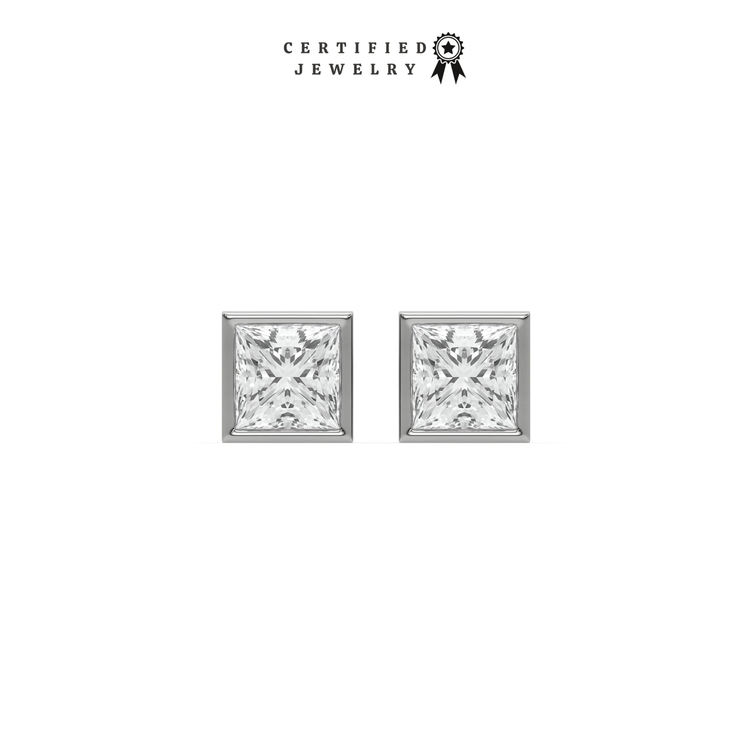 2 CT Natural Diamond Princess Cut Solitaire Earrings