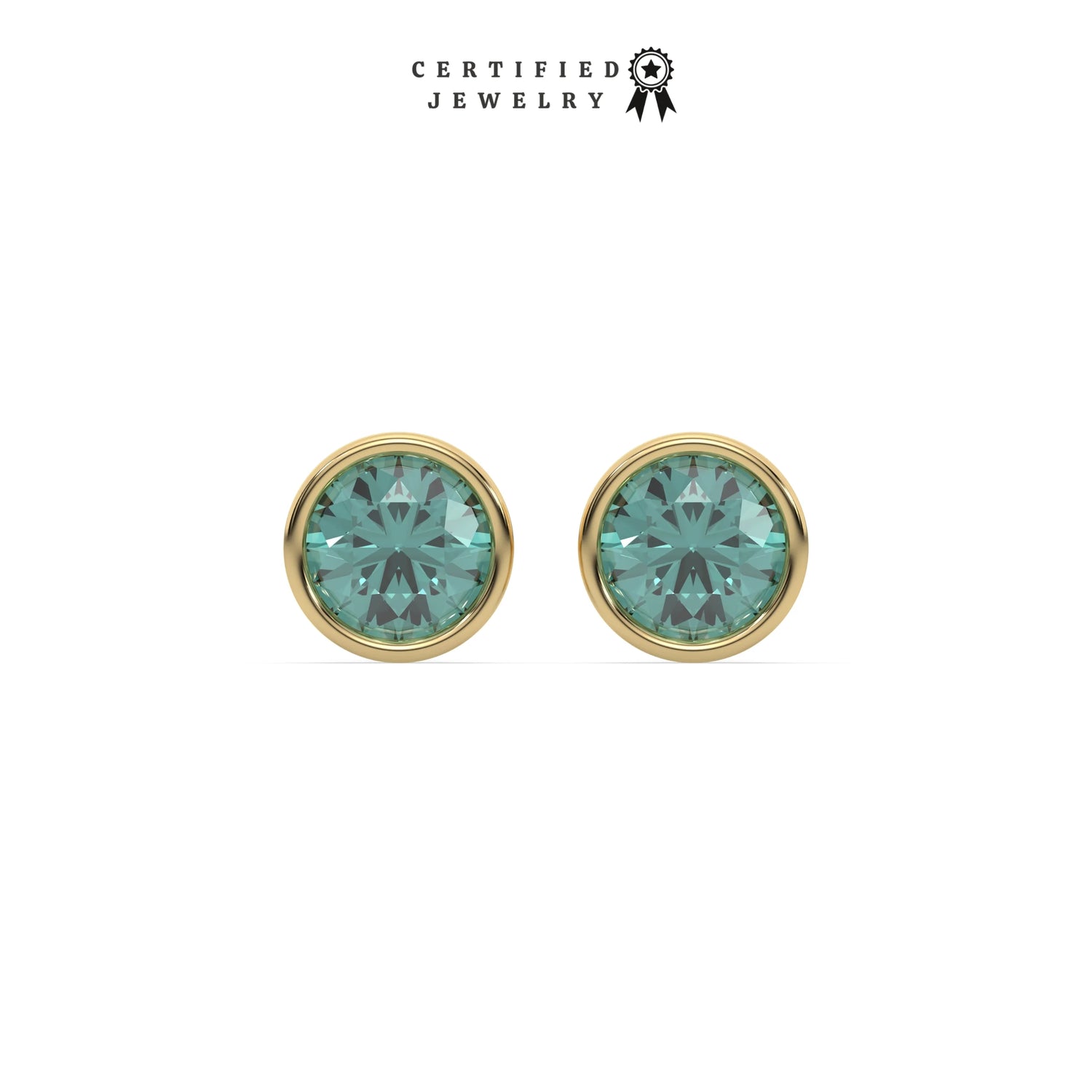 Fancy Green Diamond Classic Round Solitaire Earrings