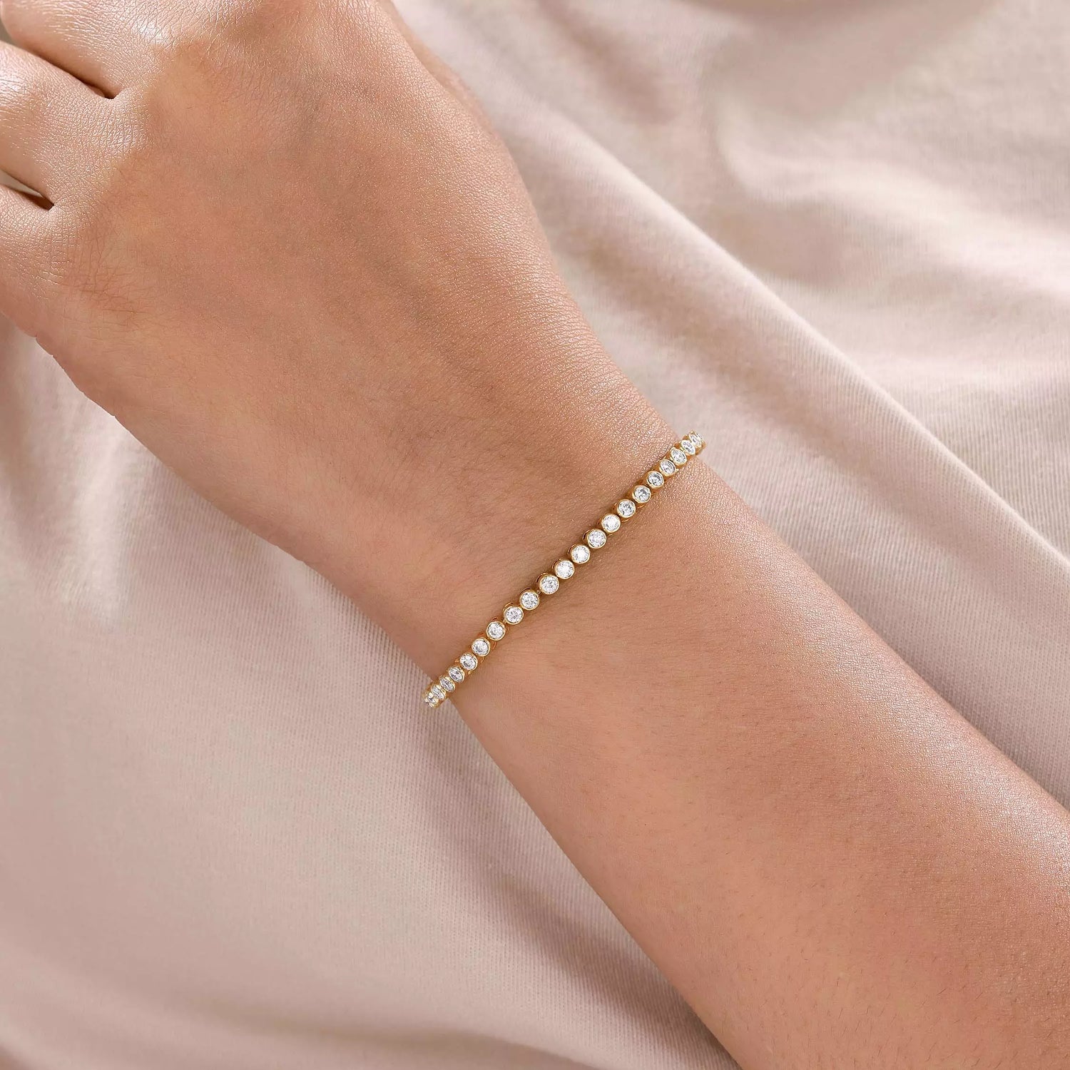 2.70 CT Natural  Diamond Round Bezel Set Tennis Bracelet