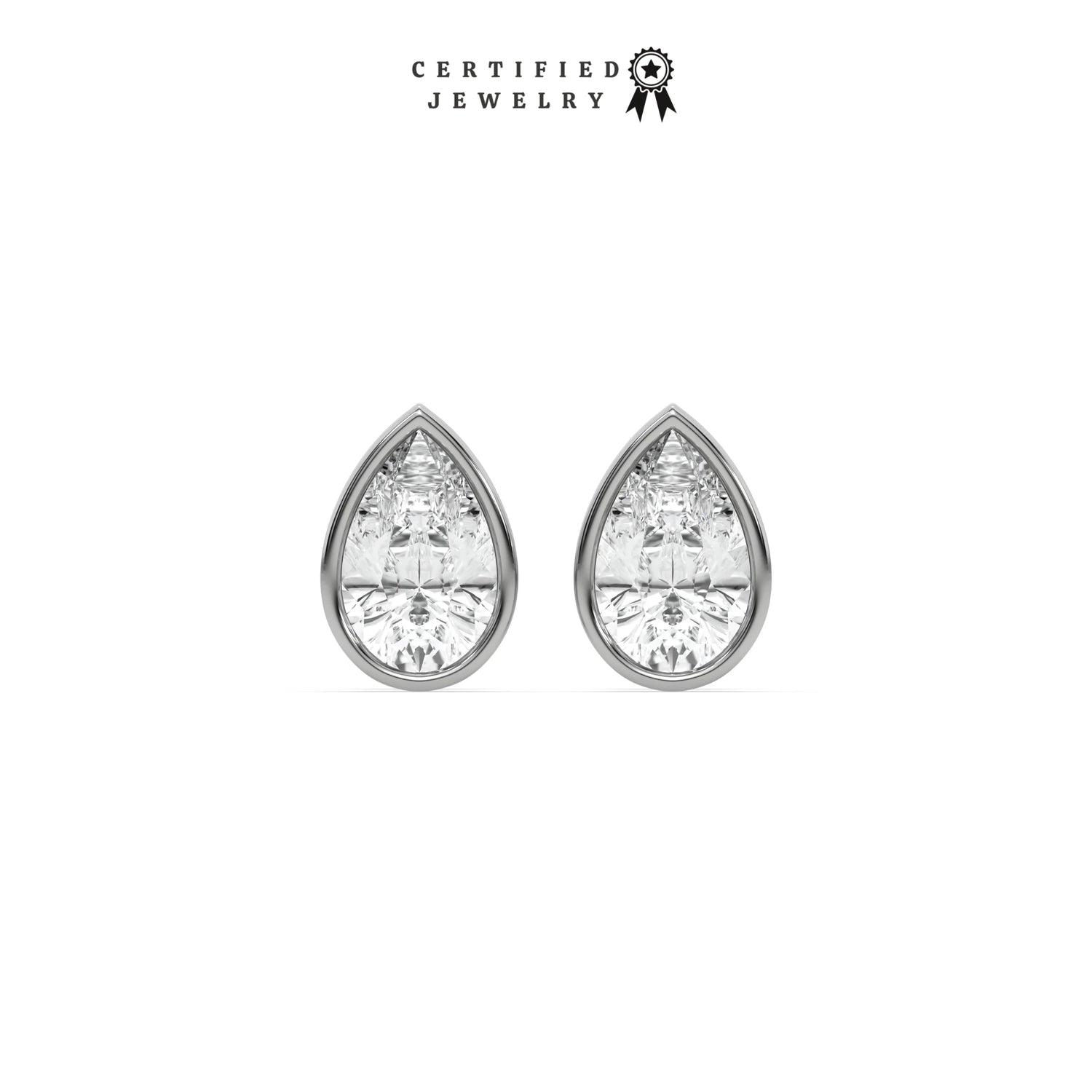 2 CT Natural Diamond Pear Shaped Solitaire Studs Earrings