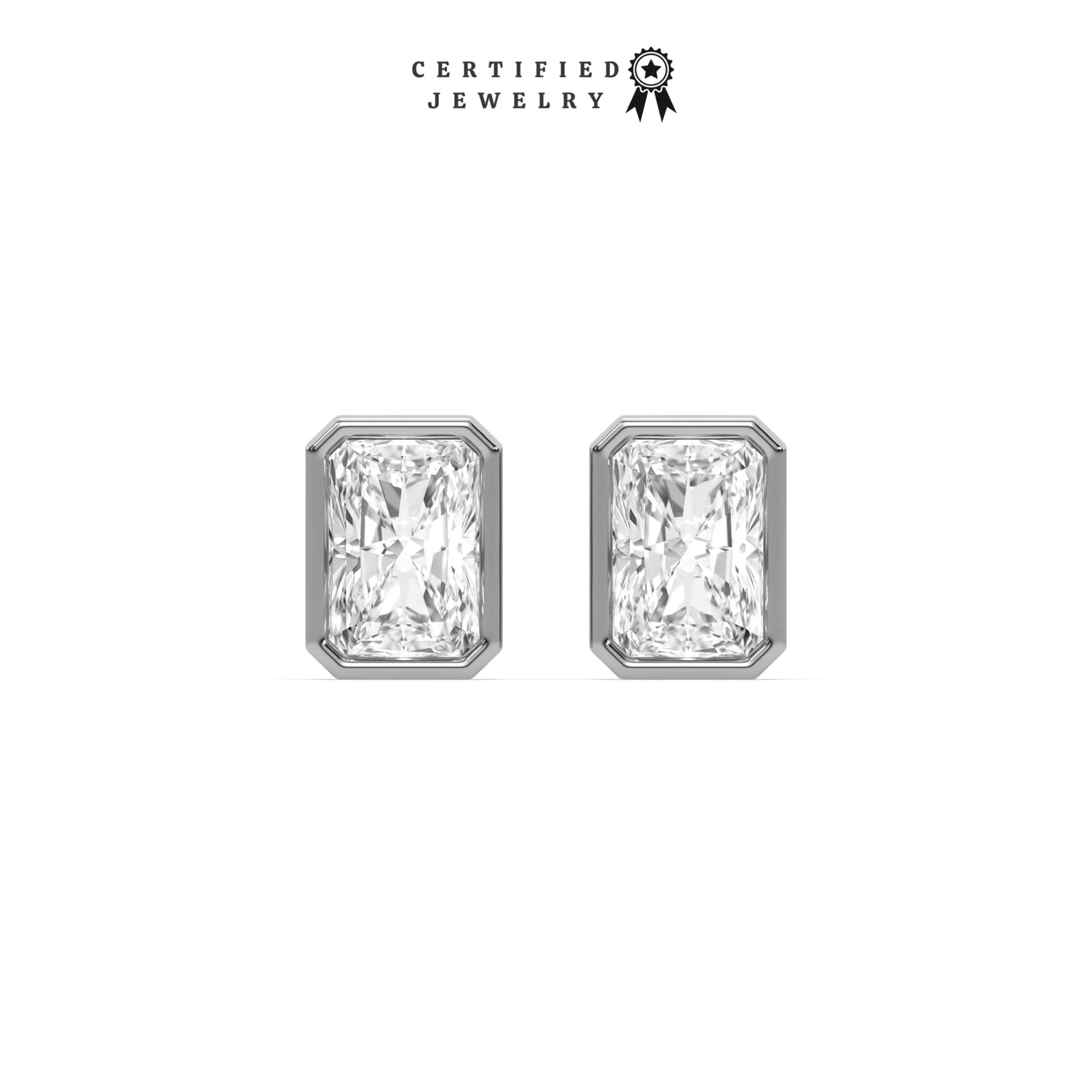 2 CT Natural Diamond Radiant Cut Earrings