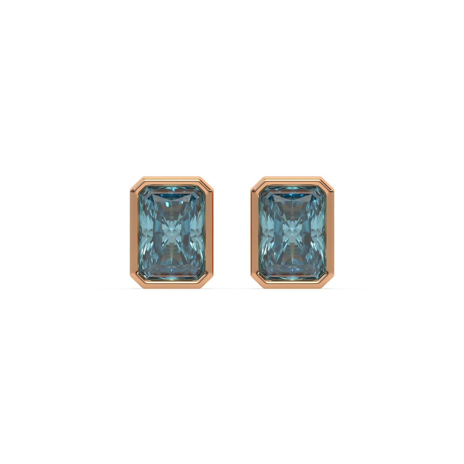 6 CT Fancy Blue Diamond Radiant Cut Earrings