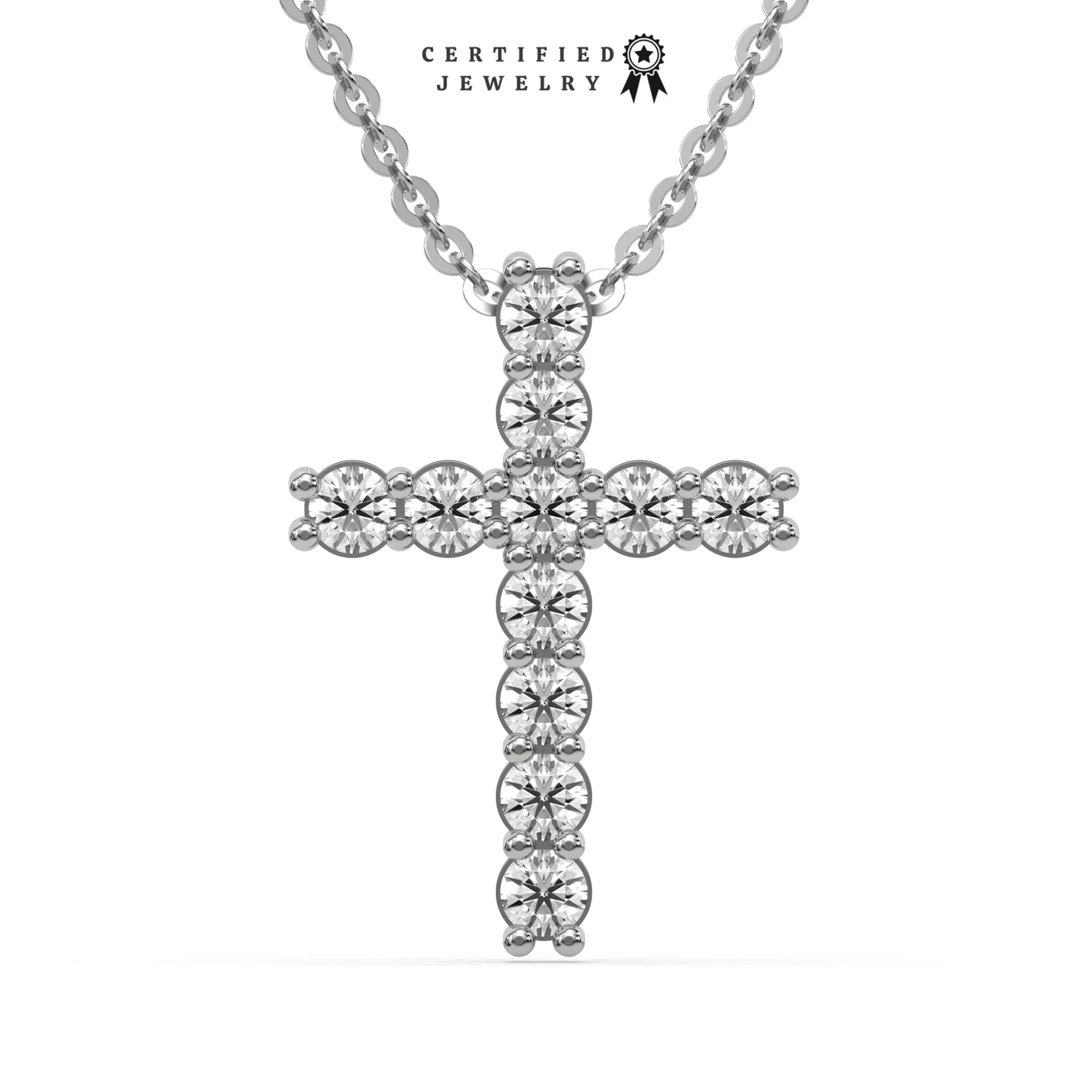 0.38 CT Men Natural Diamond Round Cross Pendant