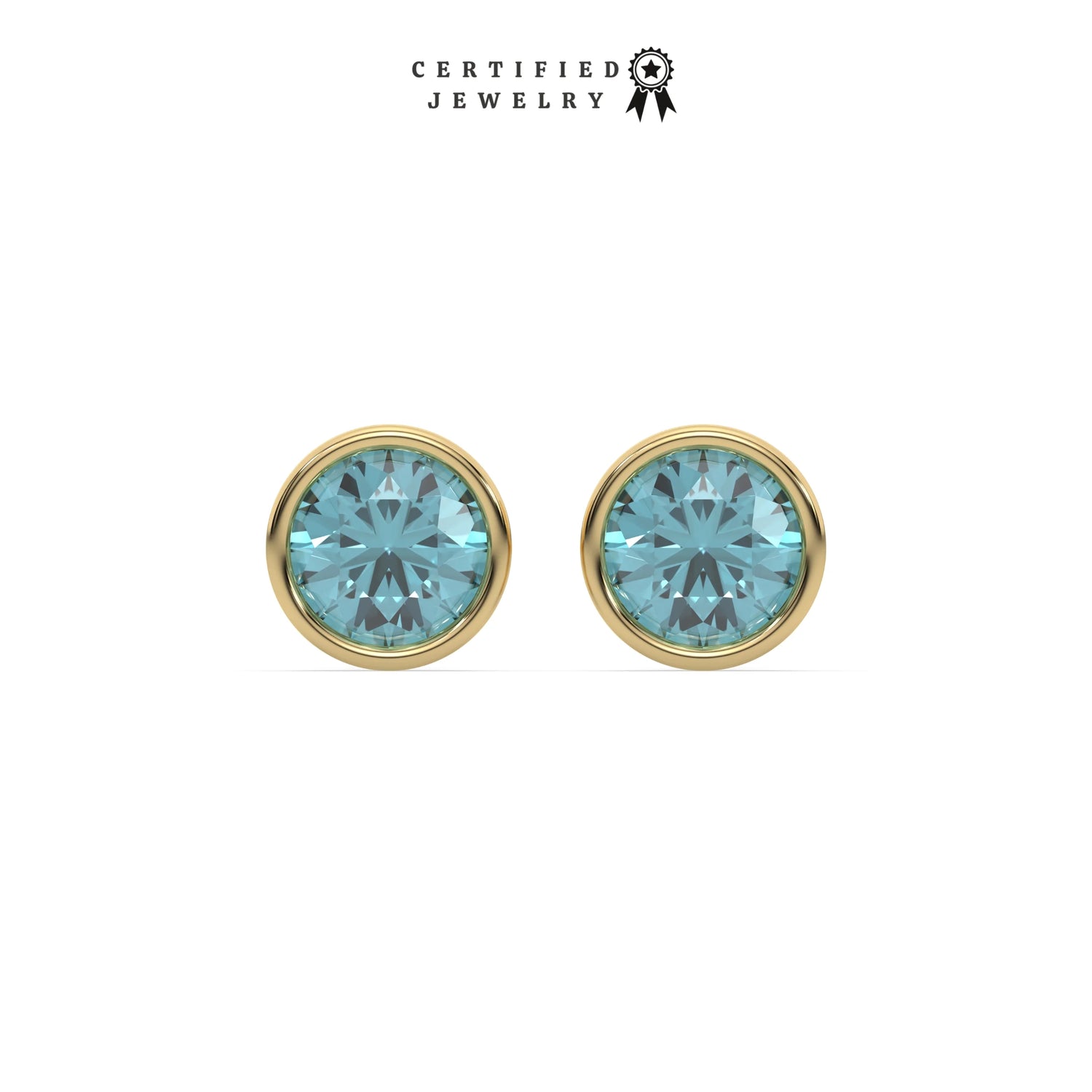 6 CT Fancy Blue Diamond Classic Round Solitaire Earrings