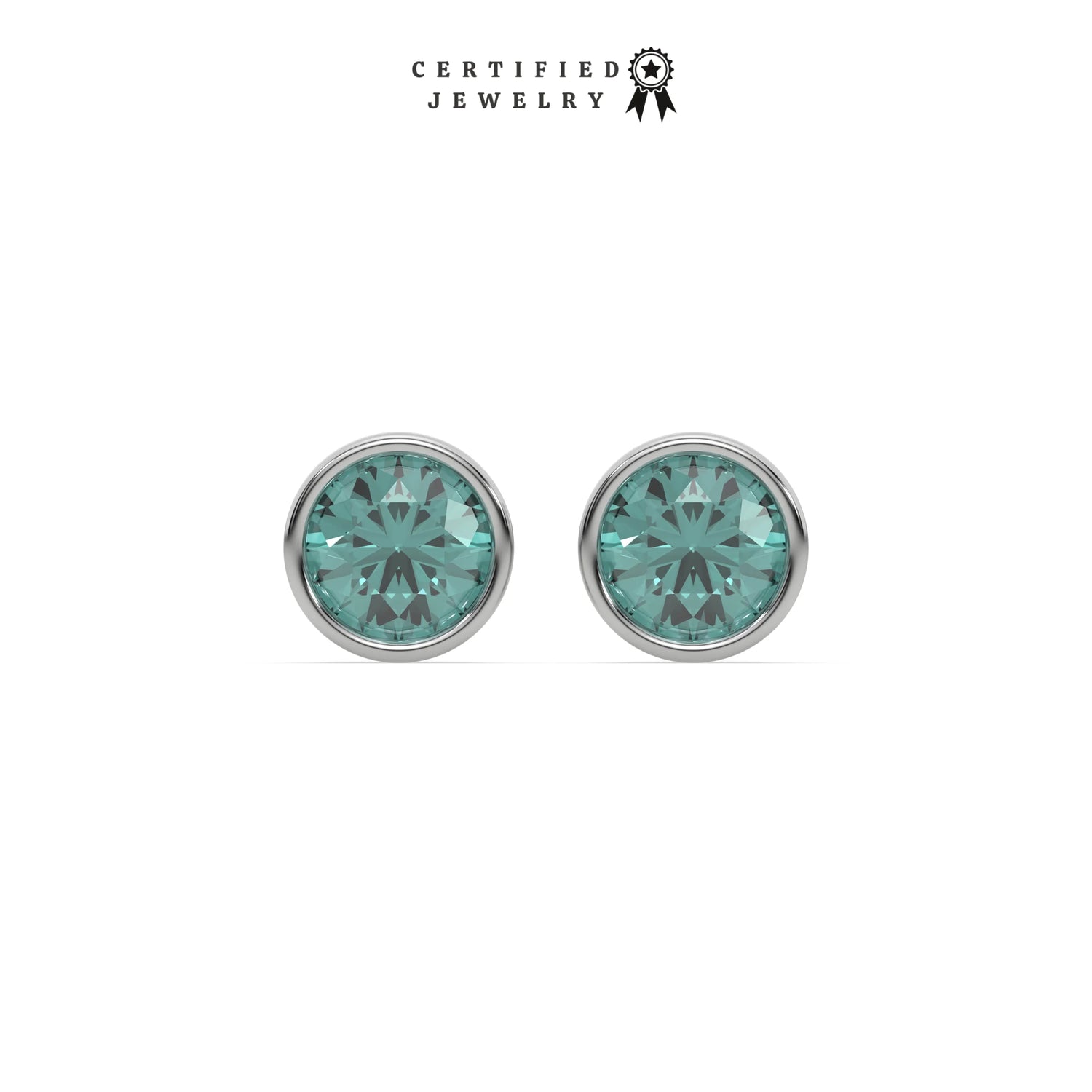 Fancy Green Diamond Classic Round Solitaire Earrings