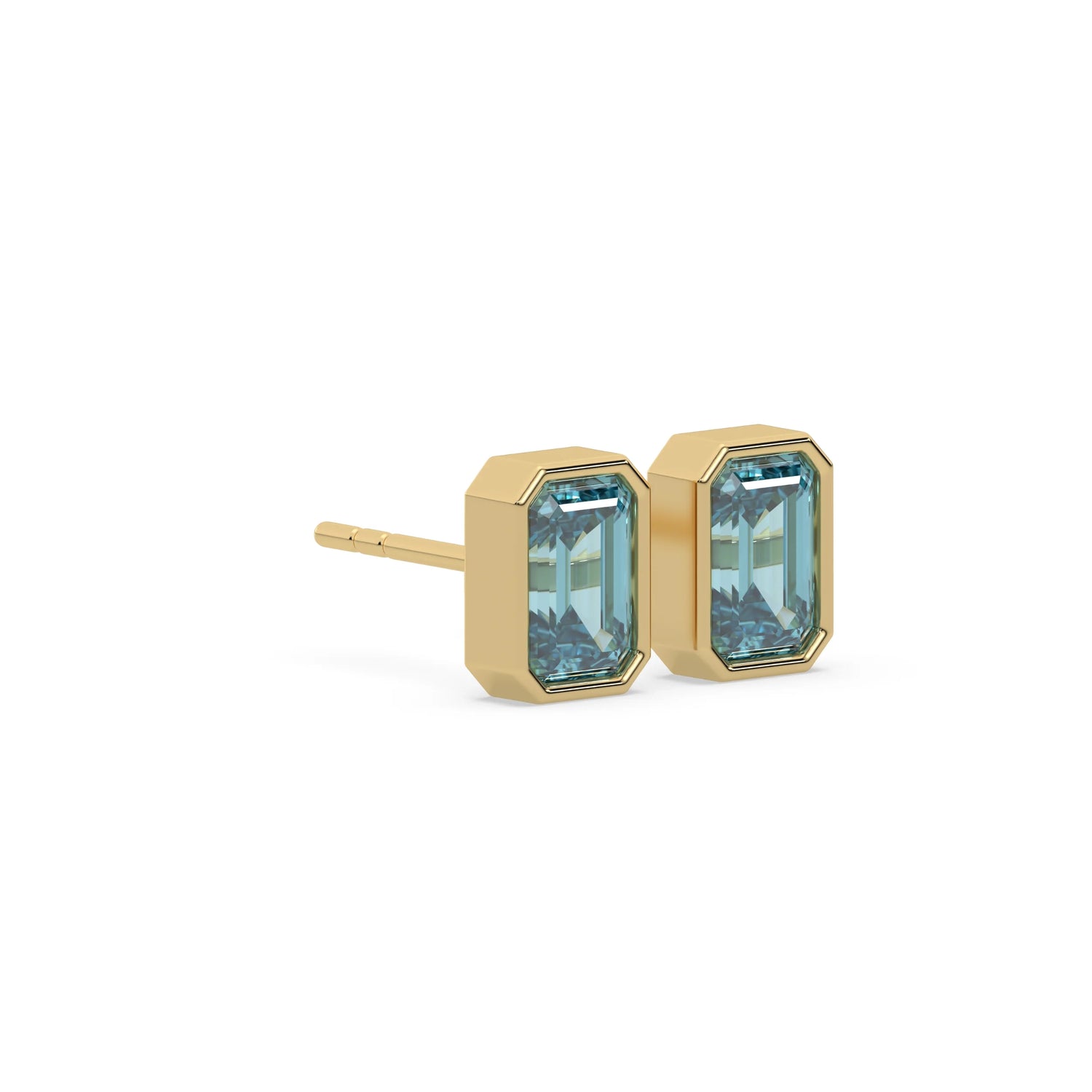 6 CT Fancy Blue Diamond Emerald Solitaire Earrings