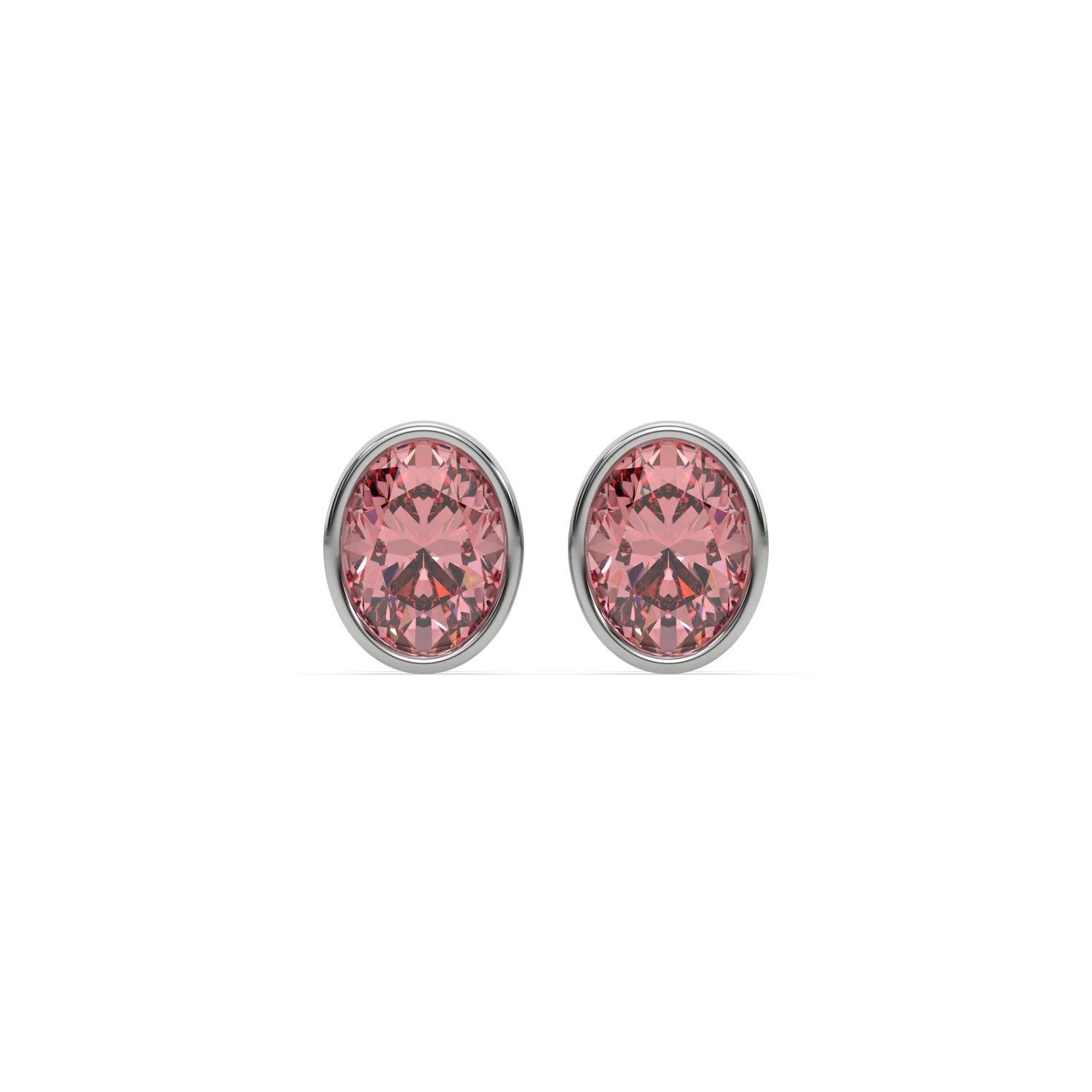 6 CT Fancy Pink Diamond Oval Solitaire Earrings