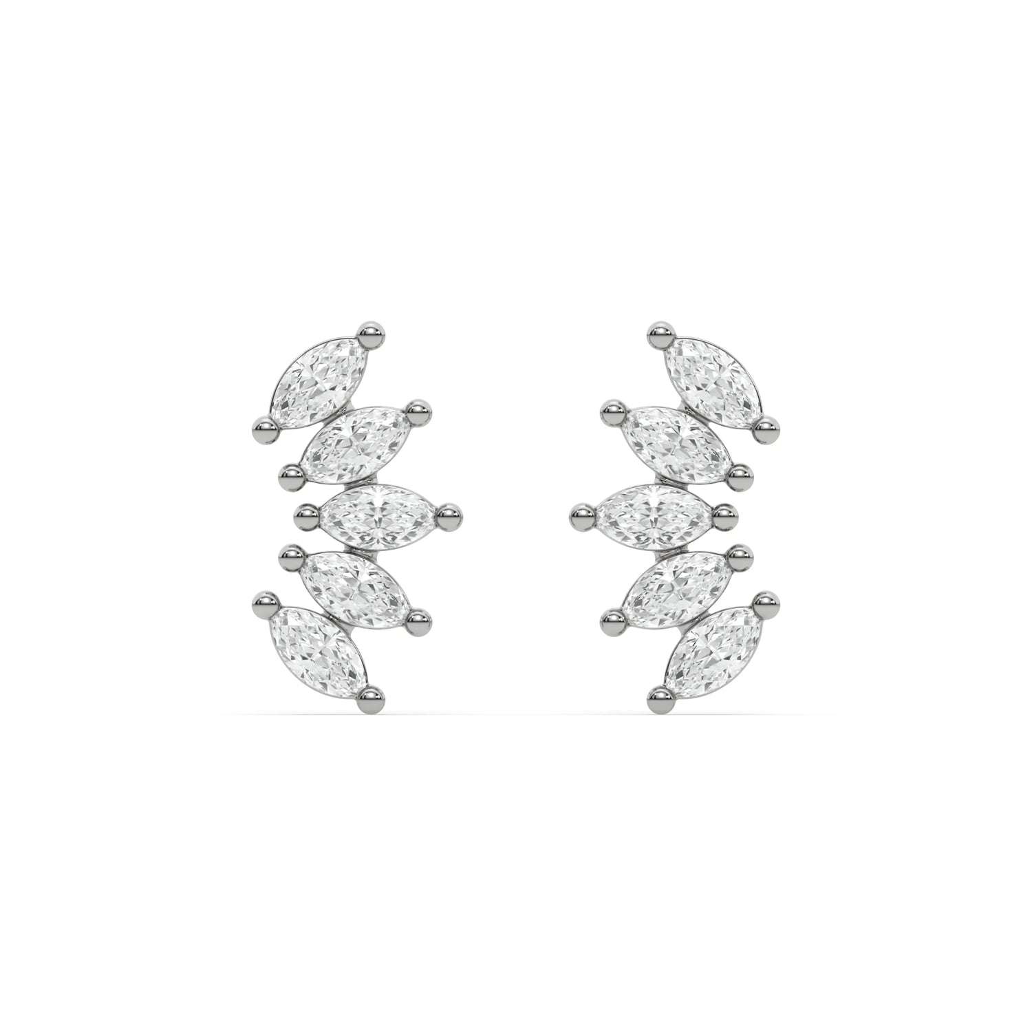 0.25 CT Lab Diamond Marquis Cut Ear Climber Earrings