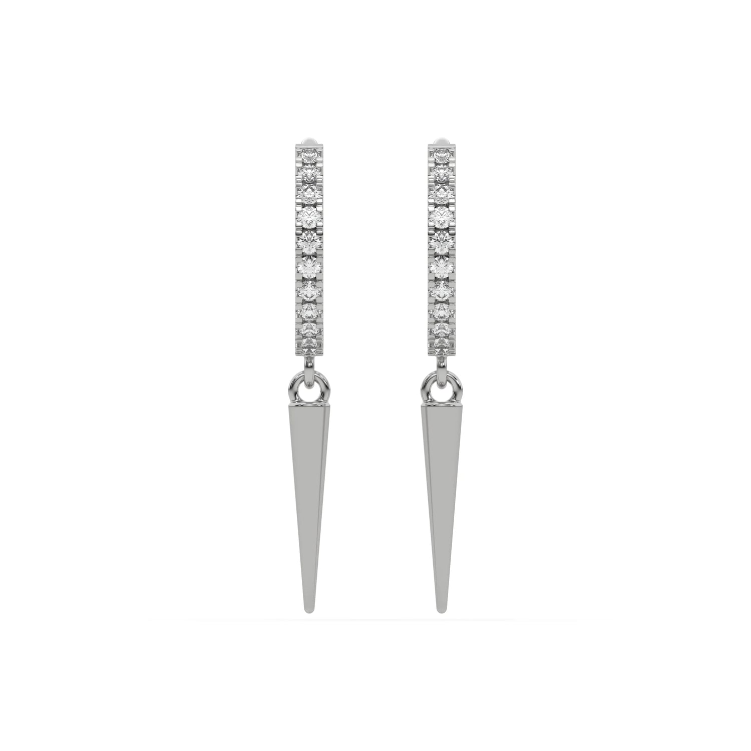 0.33 CT Natural Diamond Spike Hoop Earrings