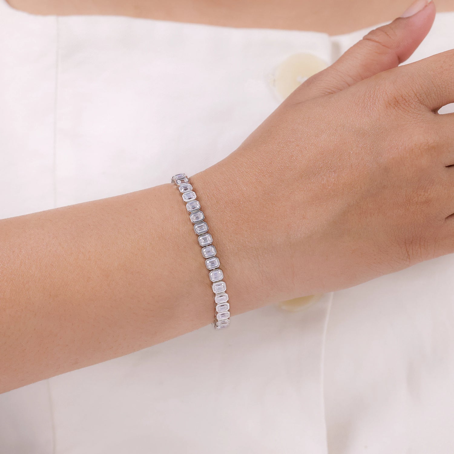 4 MM Emerald Lab Grown Diamond Tennis Bracelet