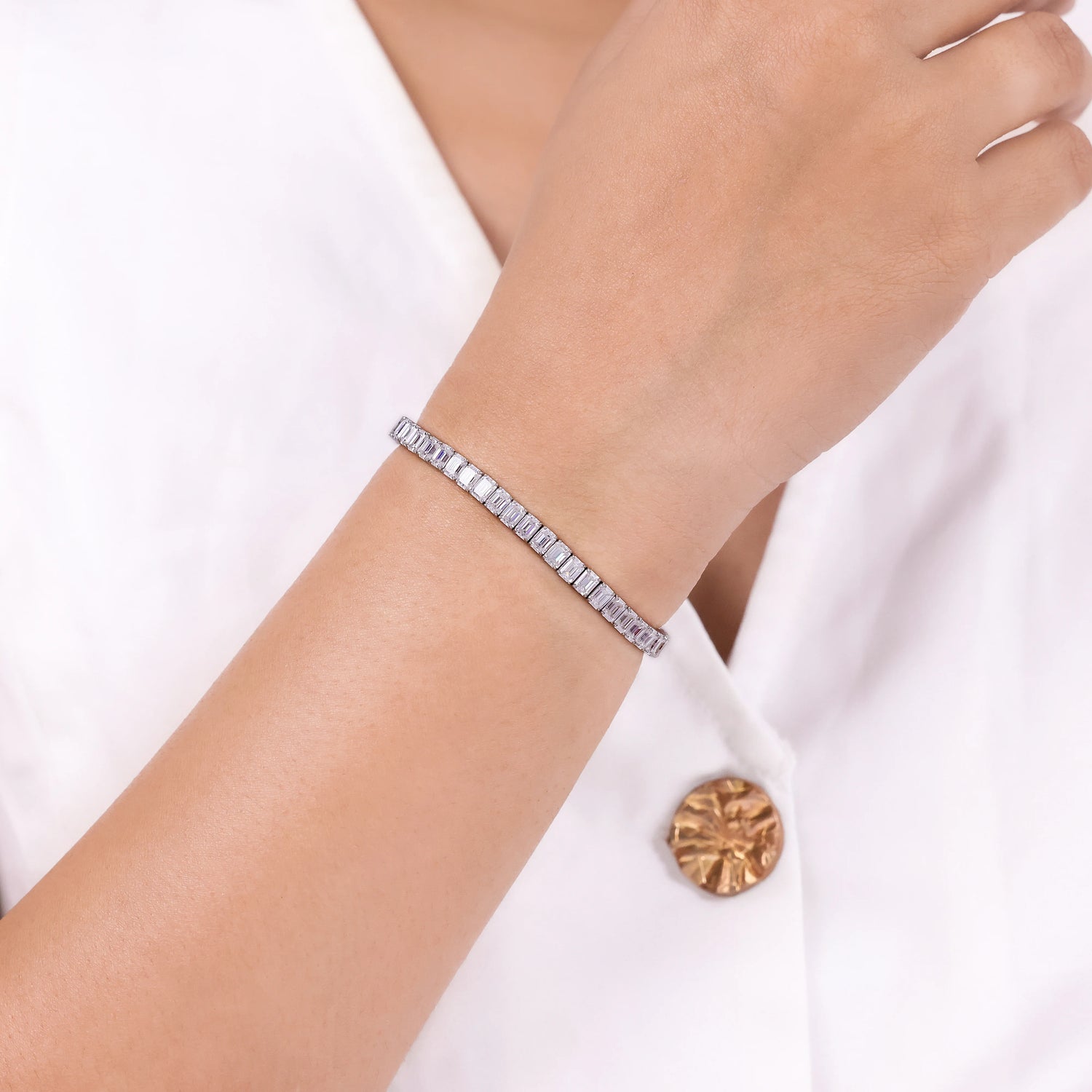 4 MM Emerald Lab Diamond Tennis Bracelet