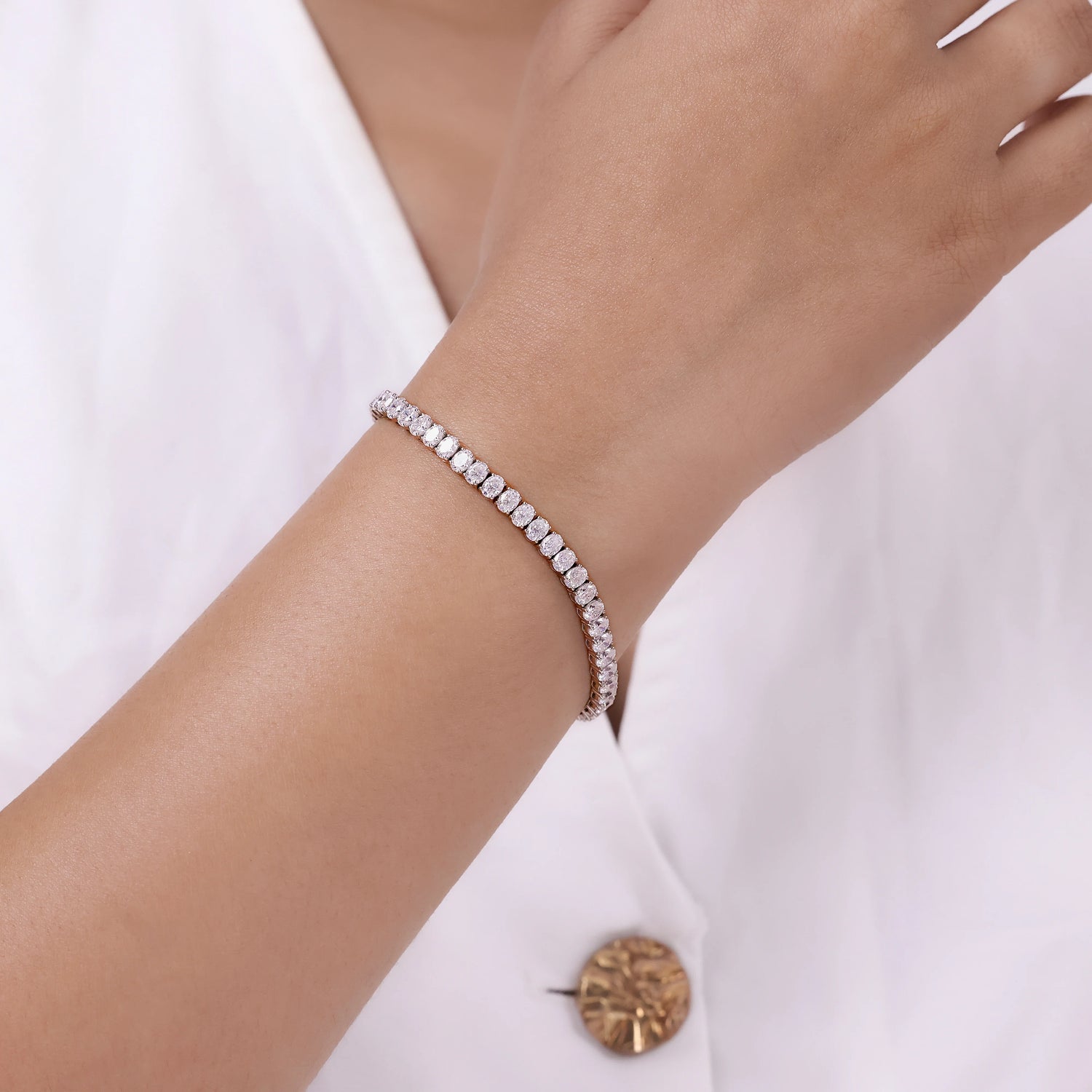 4 MM Oval Lab Grown Diamond Tennis Bracelet