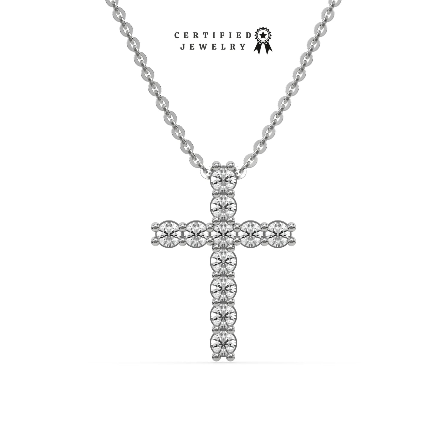 0.38 CT Natural Diamond Round Cross Pendant