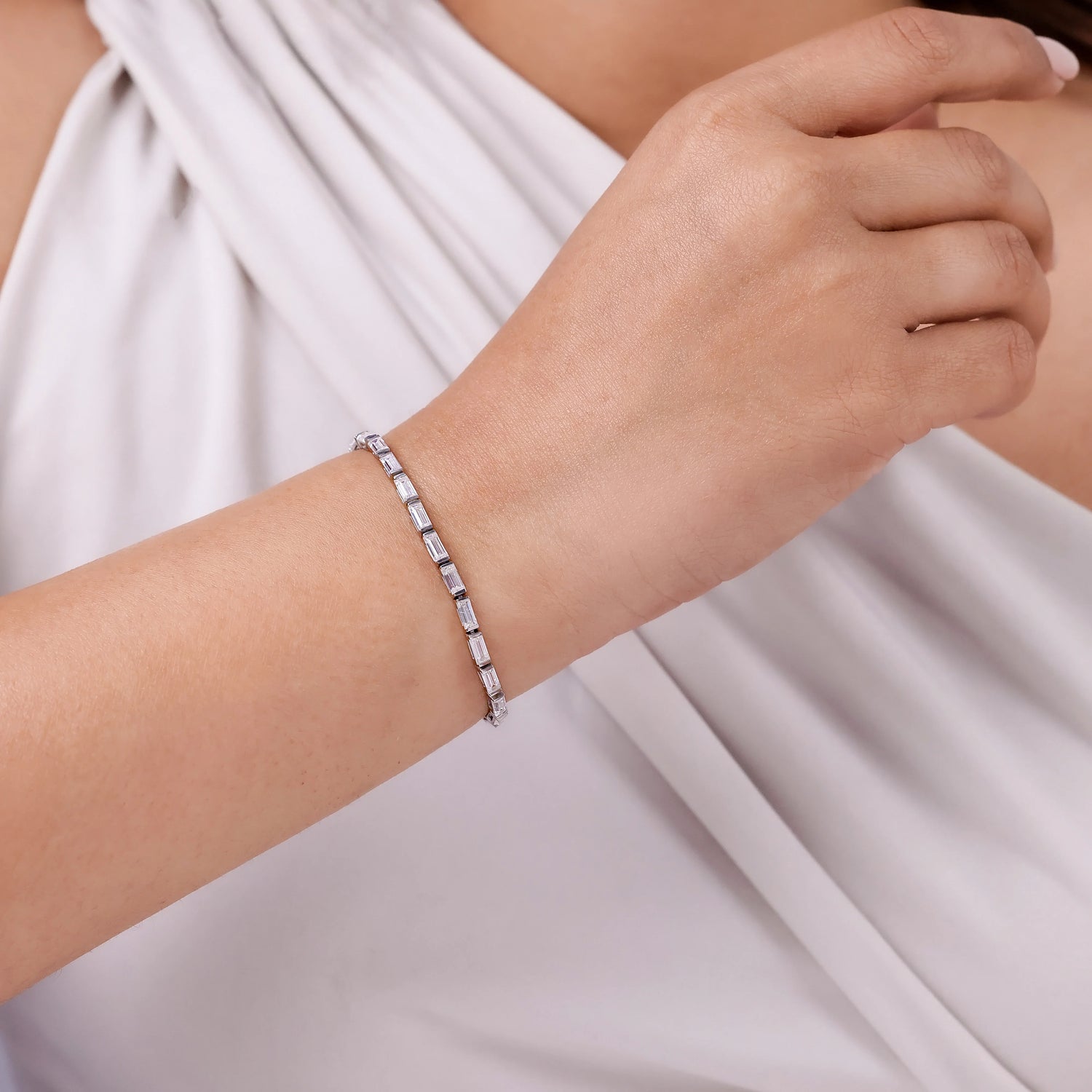 5 MM East West Baguette Lab Diamond Tennis Bracelet