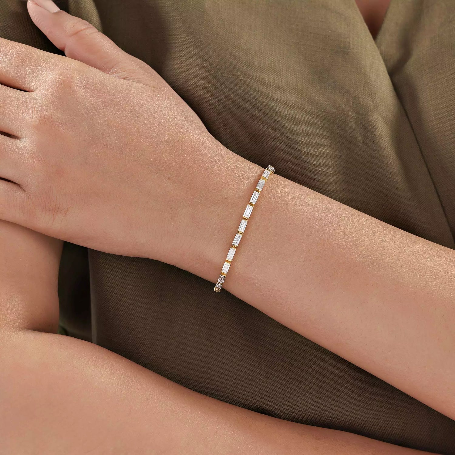 East West Baguette Lab Diamond Tennis Bracelet