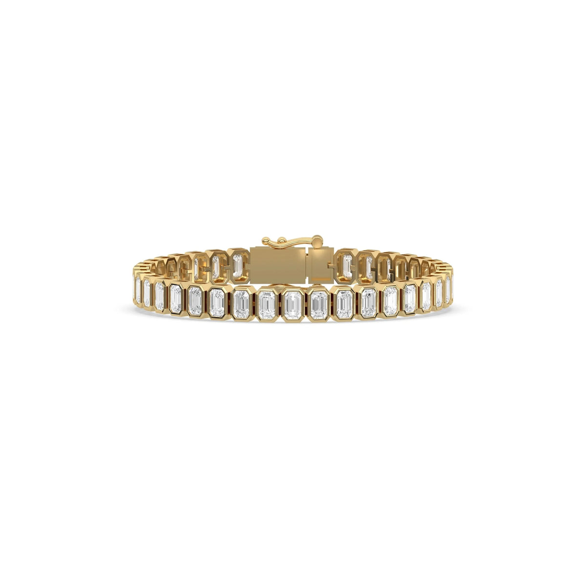 Bezel Set Emerald Cut Lab Grown Diamond Tennis Bracelet